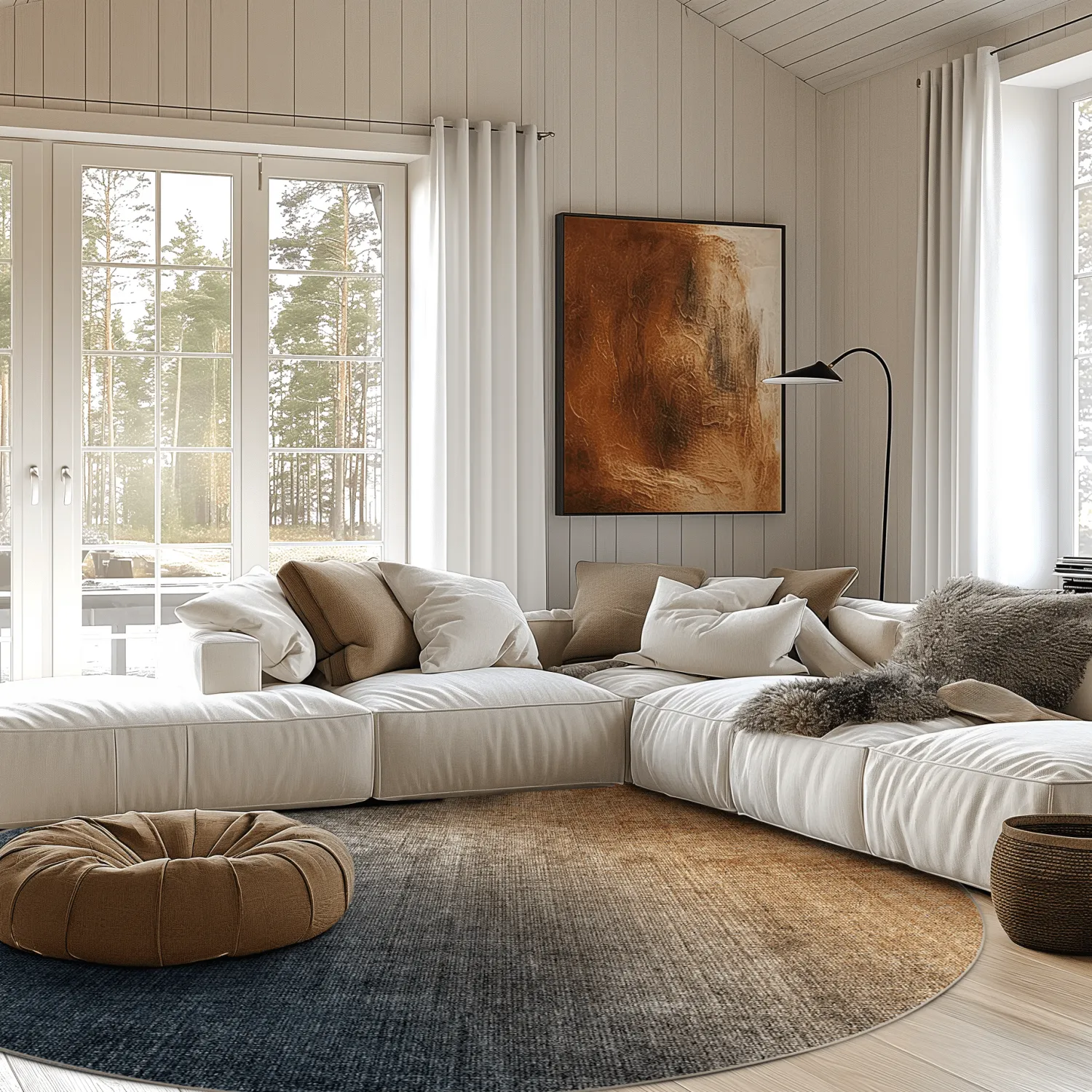 Tapete redondo - Librilla (marrom/azul)