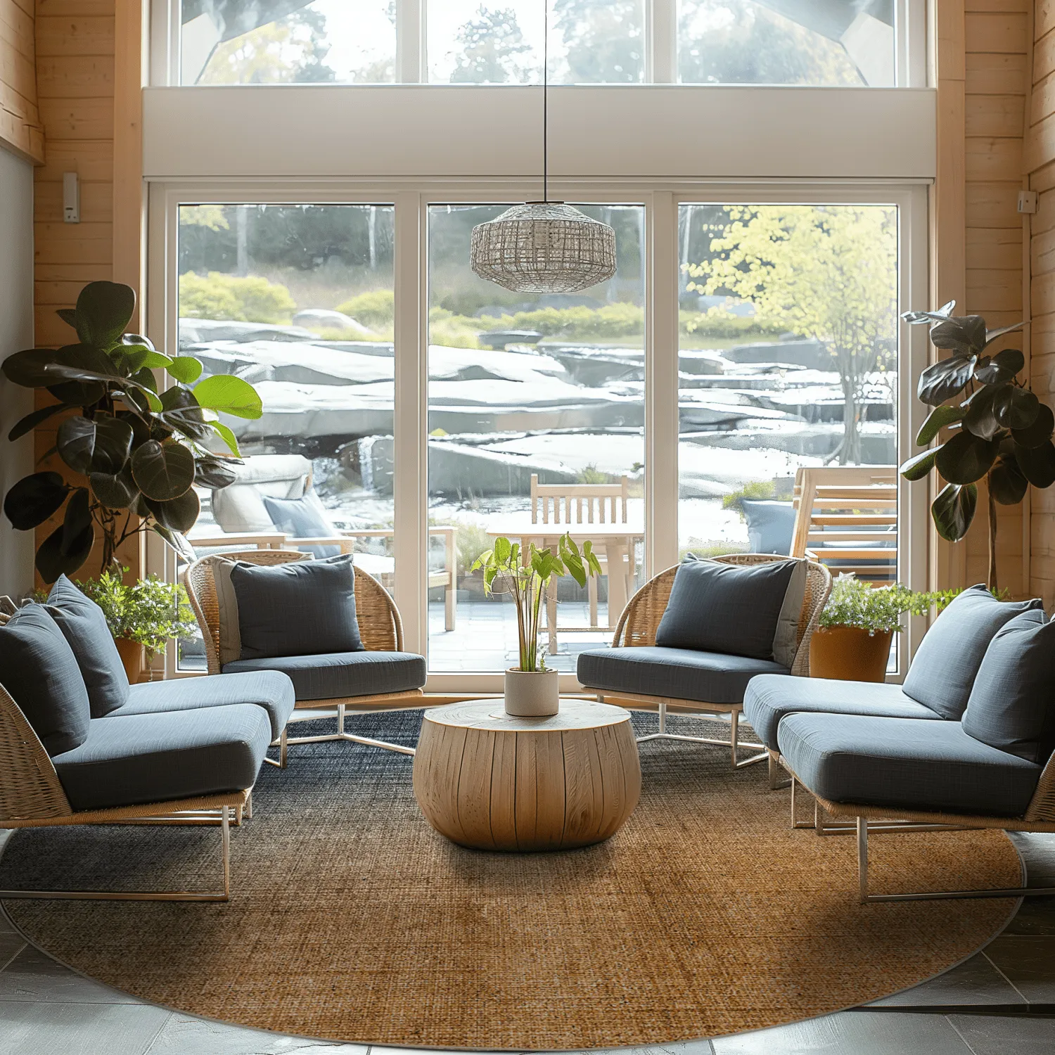 Tapete redondo - Librilla (marrom/azul)