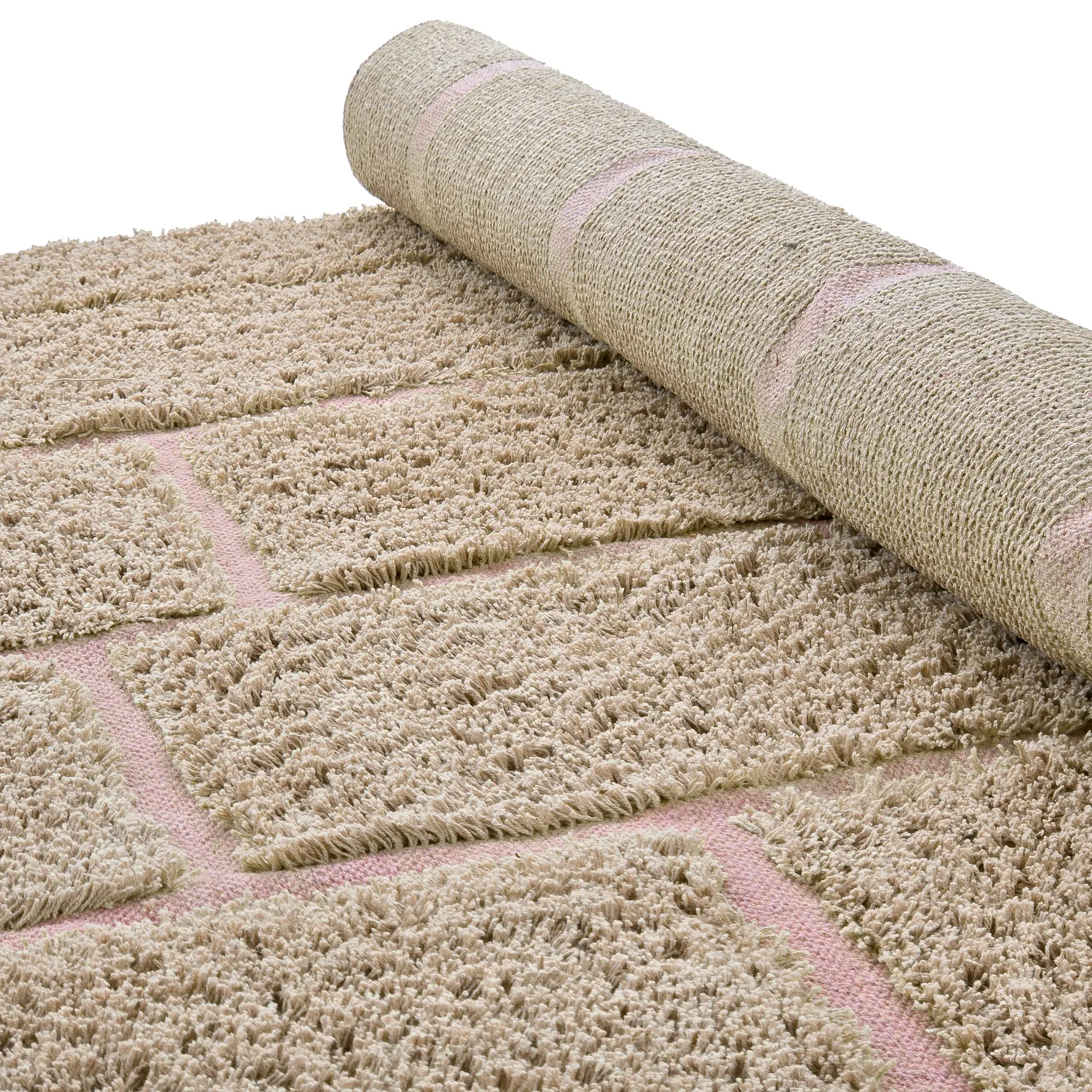 Tapetes felpudos - Lindley Natural Cotton Shaggy (bež/roza)