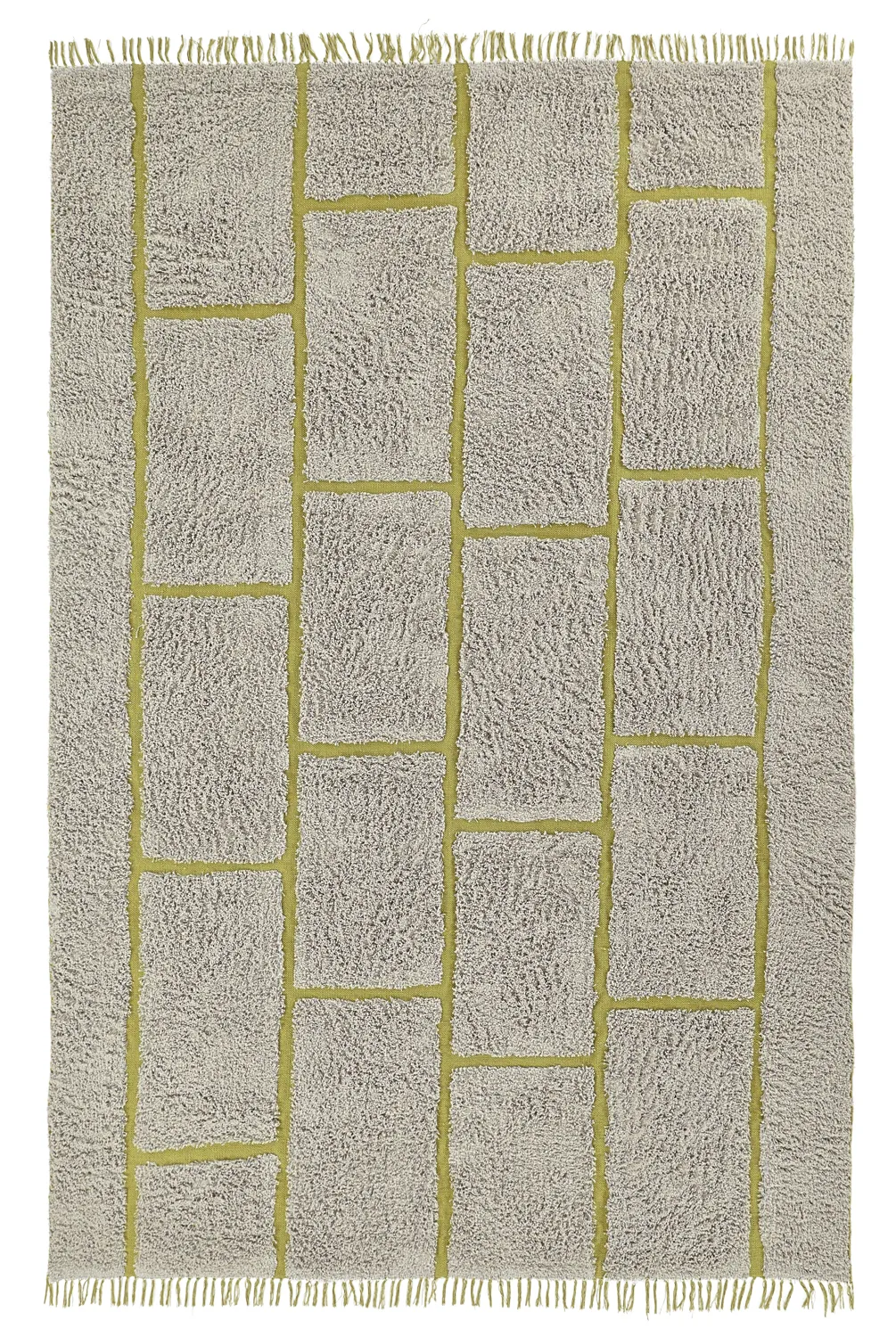 Tapetes felpudos - Lindley Natural Cotton Shaggy (siva/zelena)