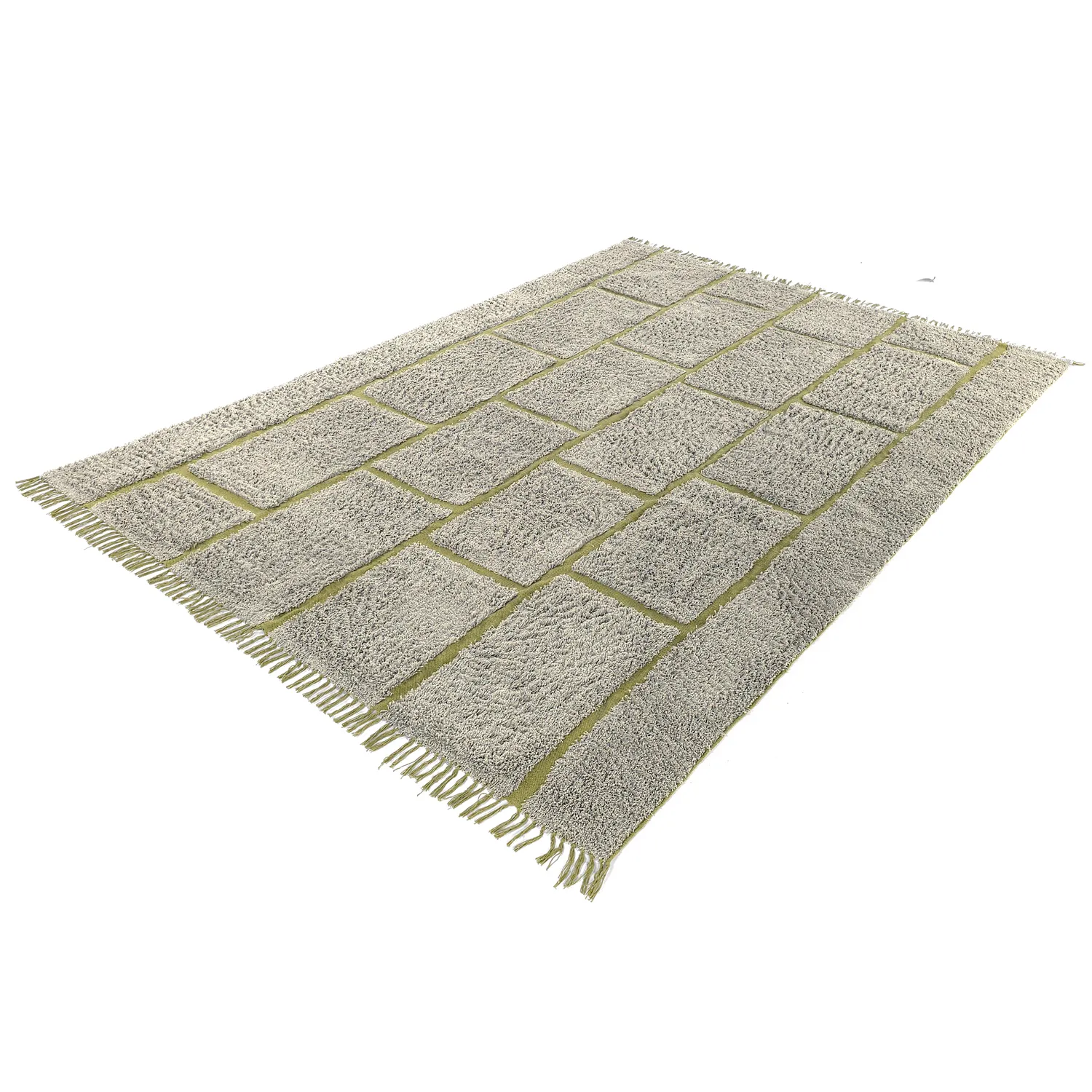 Tapetes felpudos - Lindley Natural Cotton Shaggy (siva/zelena)