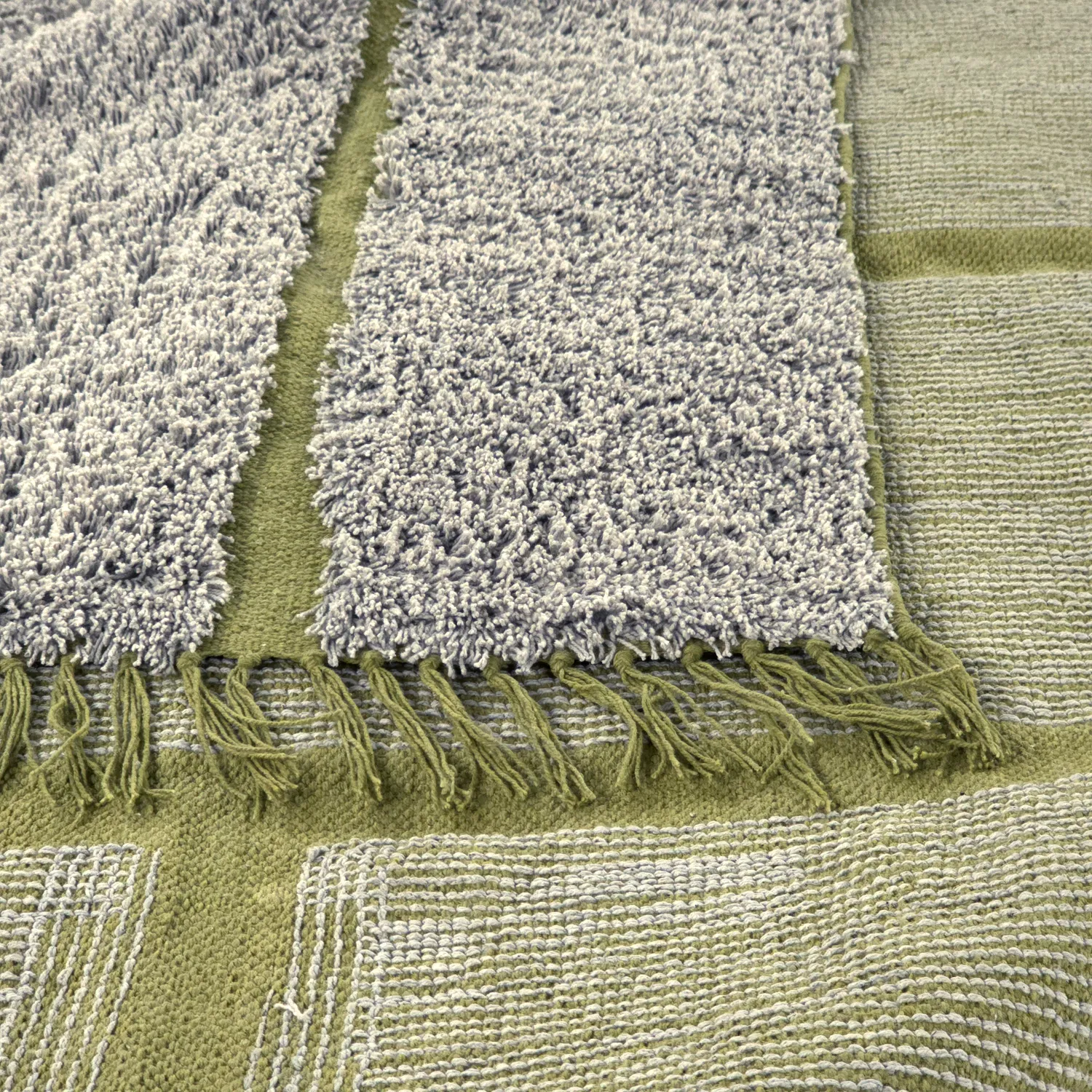 Tapetes felpudos - Lindley Natural Cotton Shaggy (siva/zelena)