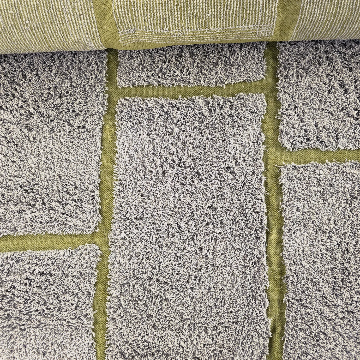 Tapetes felpudos - Lindley Natural Cotton Shaggy (siva/zelena)