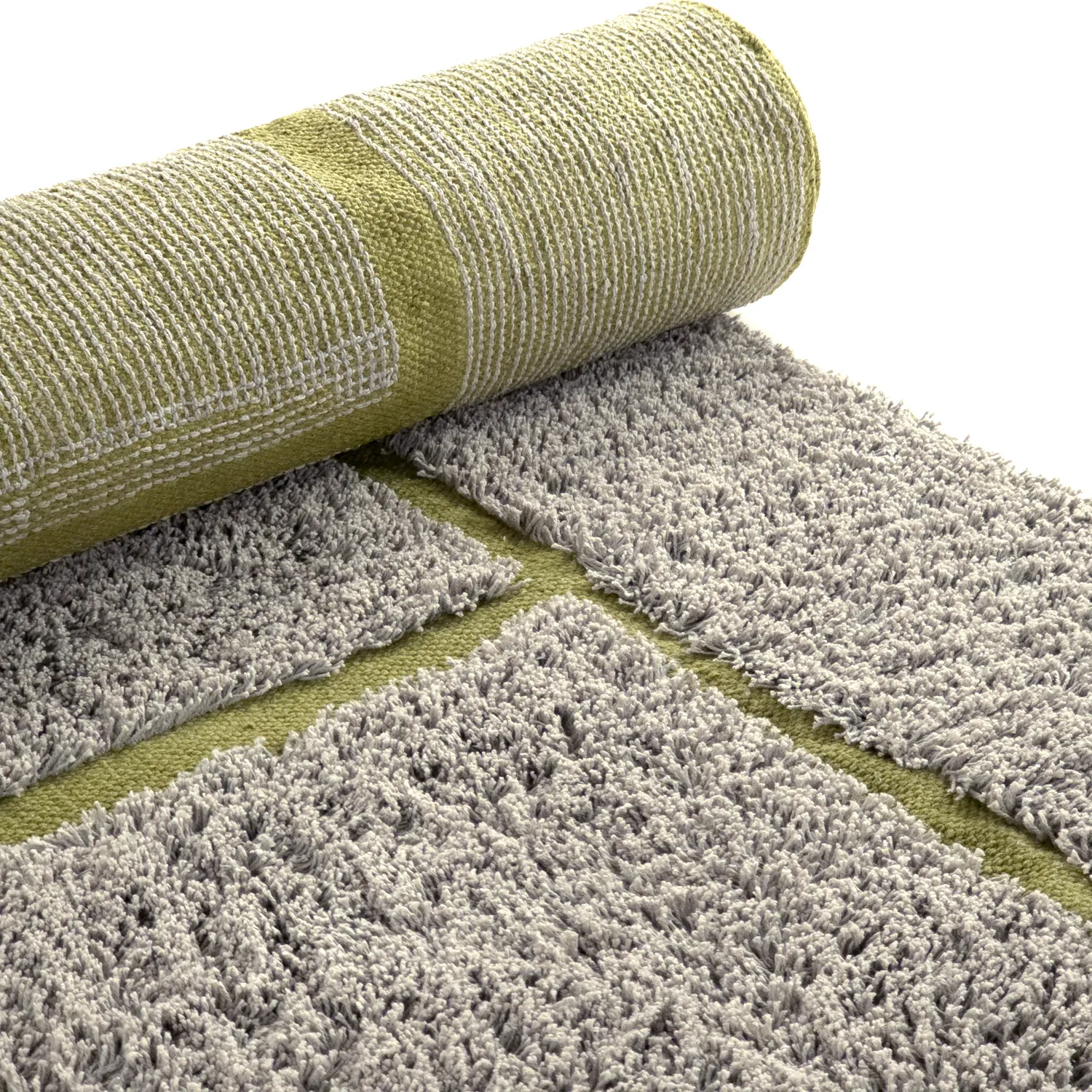 Tapetes felpudos - Lindley Natural Cotton Shaggy (siva/zelena)