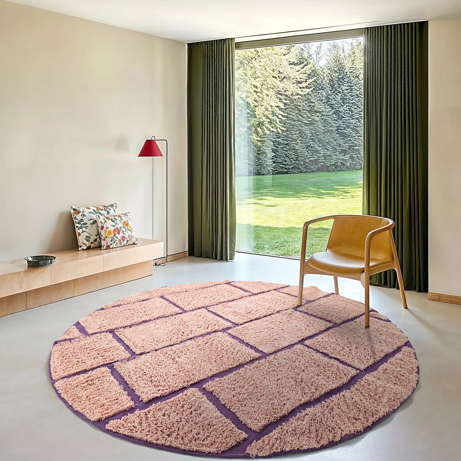 Tapete redondo - Lindley Natural Cotton Shaggy (roza/vijolična)