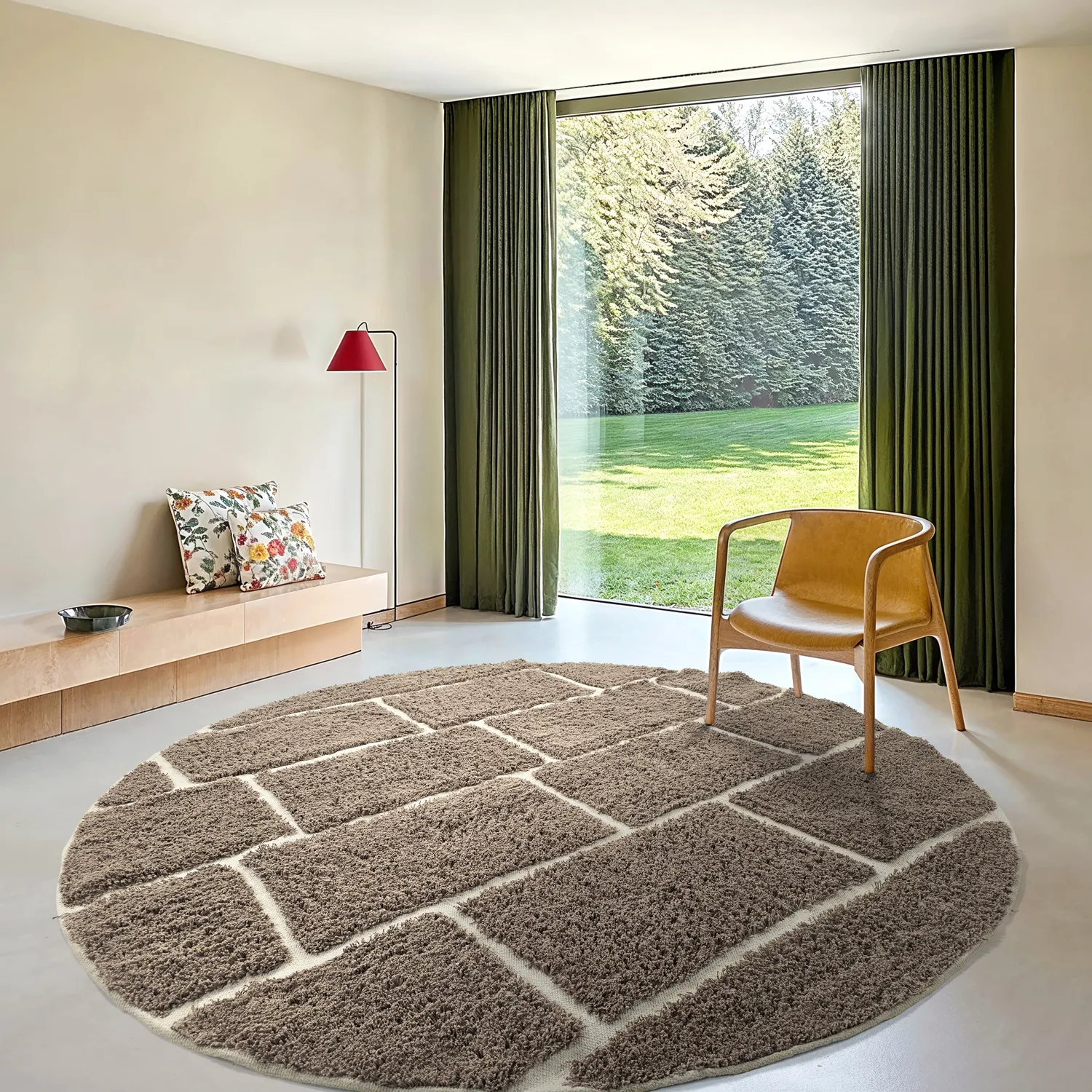 Tapete redondo - Lindley Natural Cotton Shaggy (taupe/siva)