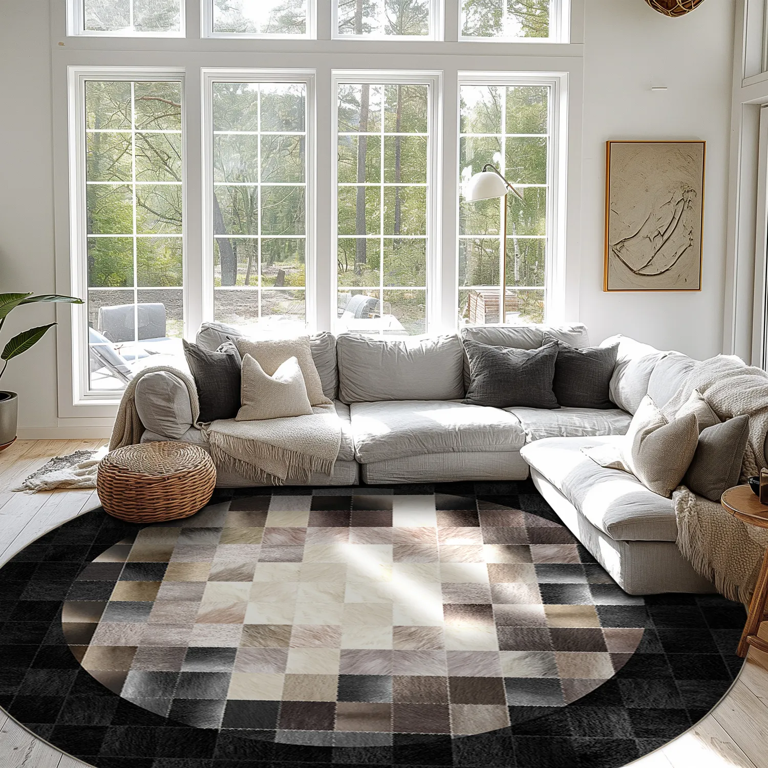 Tapete redondo - Livada (preto/multicolorido)