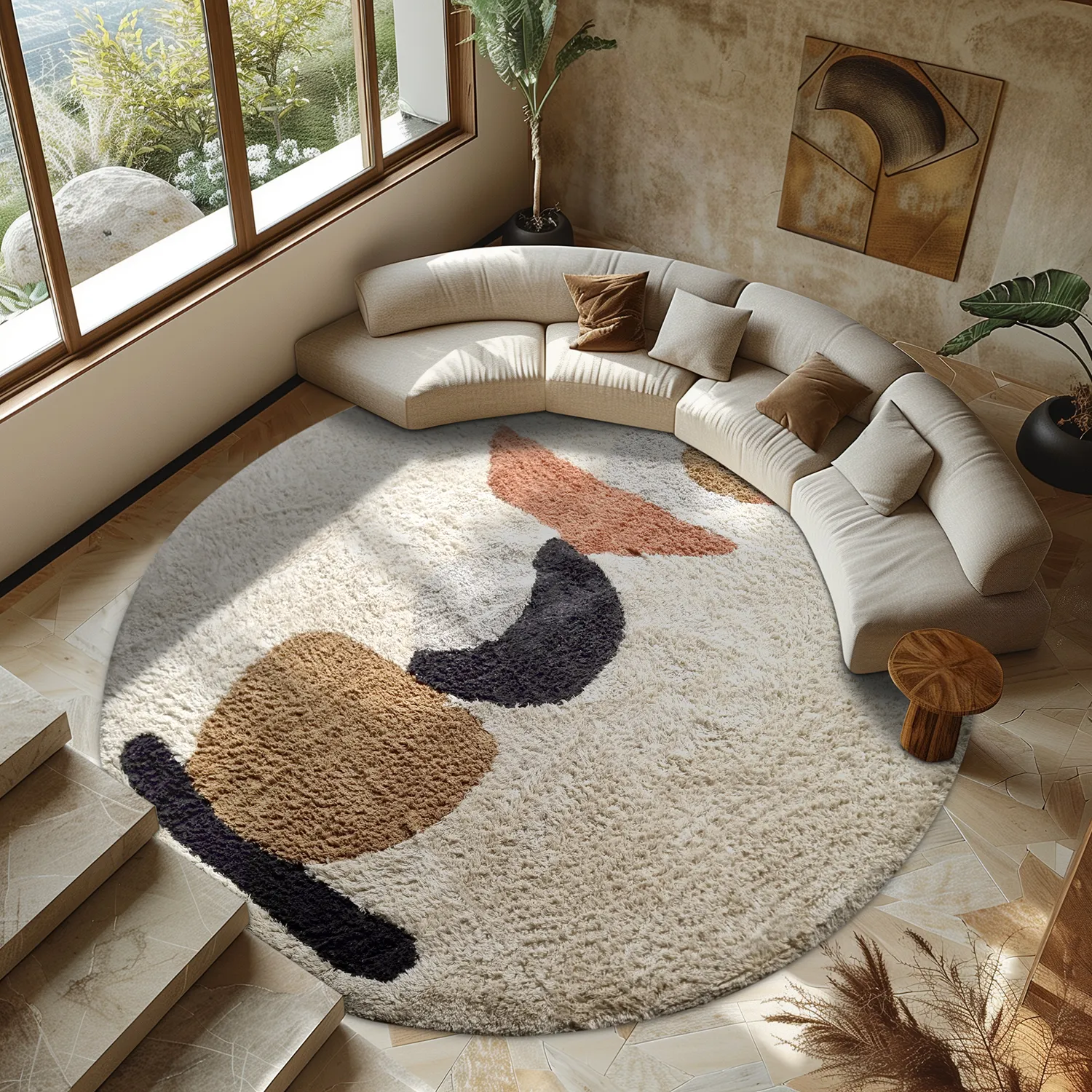 Tapete redondo - Mantona Natural Cotton Shaggy (multi)