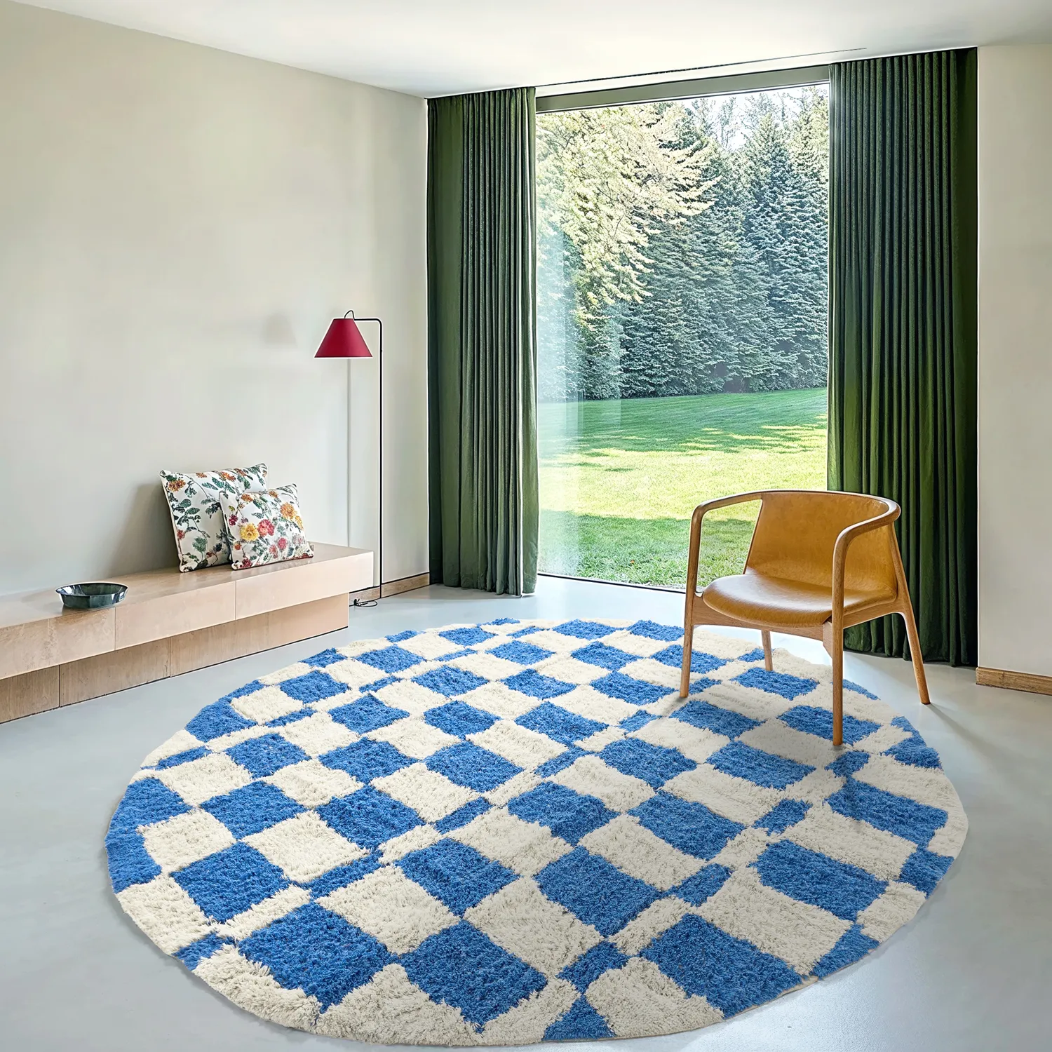 Tapete redondo - Maranello Natural Cotton Shaggy (azul)