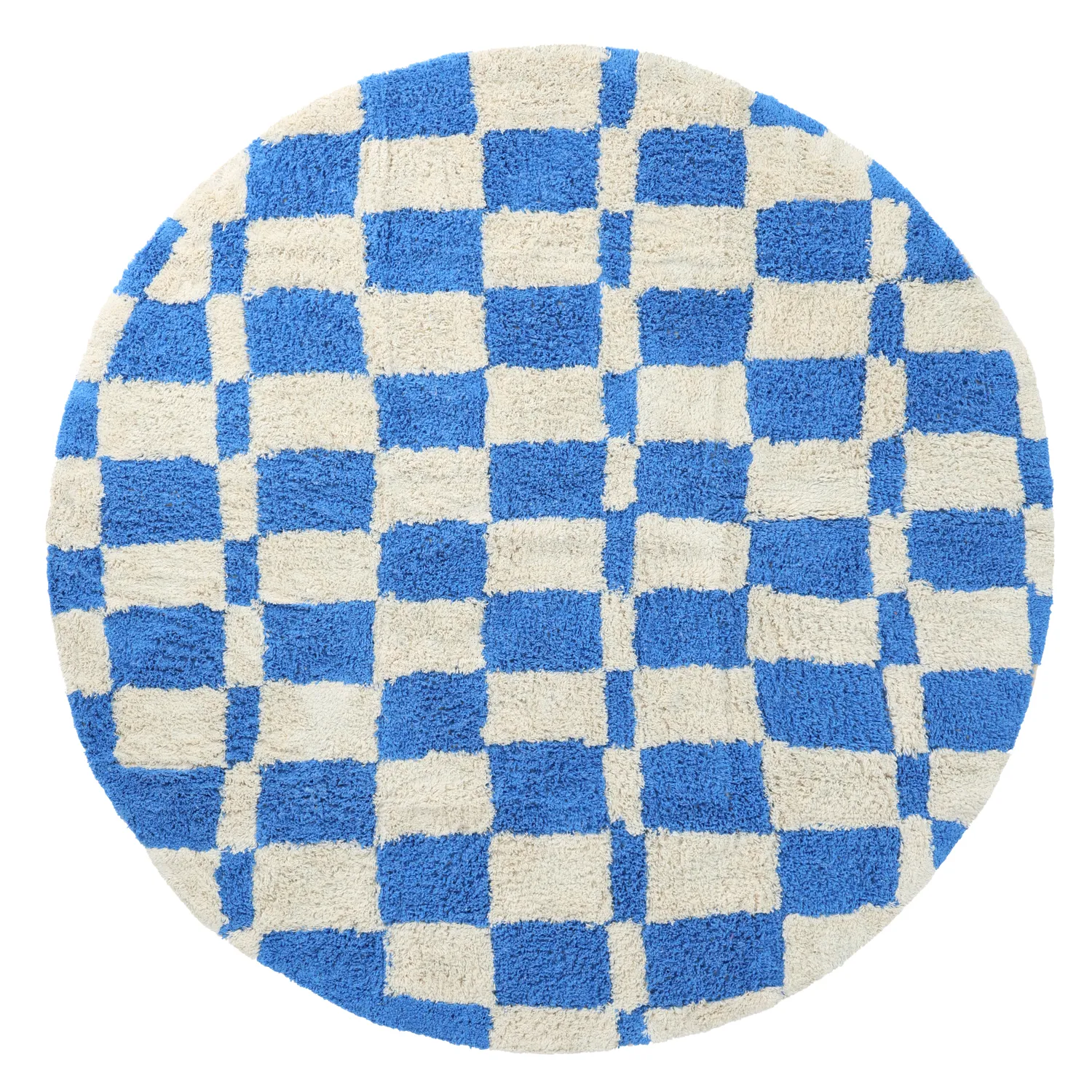 Tapete redondo - Maranello Natural Cotton Shaggy (azul)