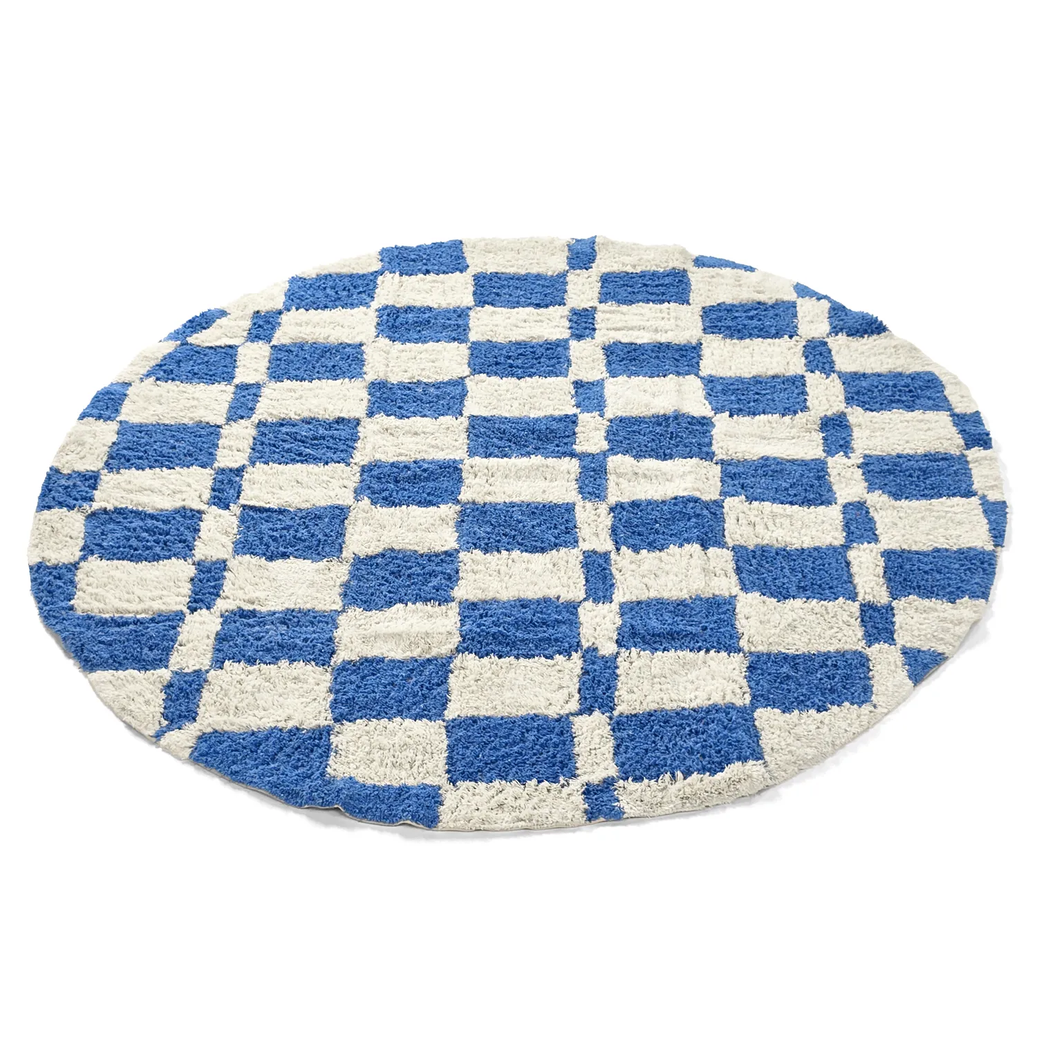 Tapete redondo - Maranello Natural Cotton Shaggy (azul)