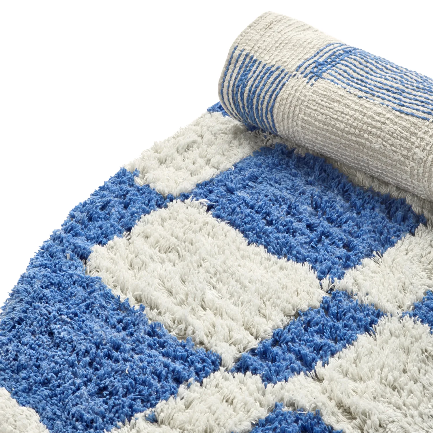 Tapete redondo - Maranello Natural Cotton Shaggy (azul)