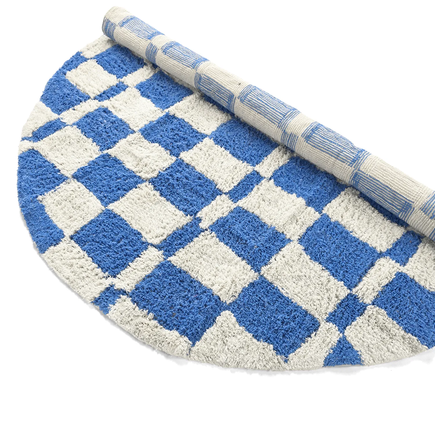 Tapete redondo - Maranello Natural Cotton Shaggy (azul)