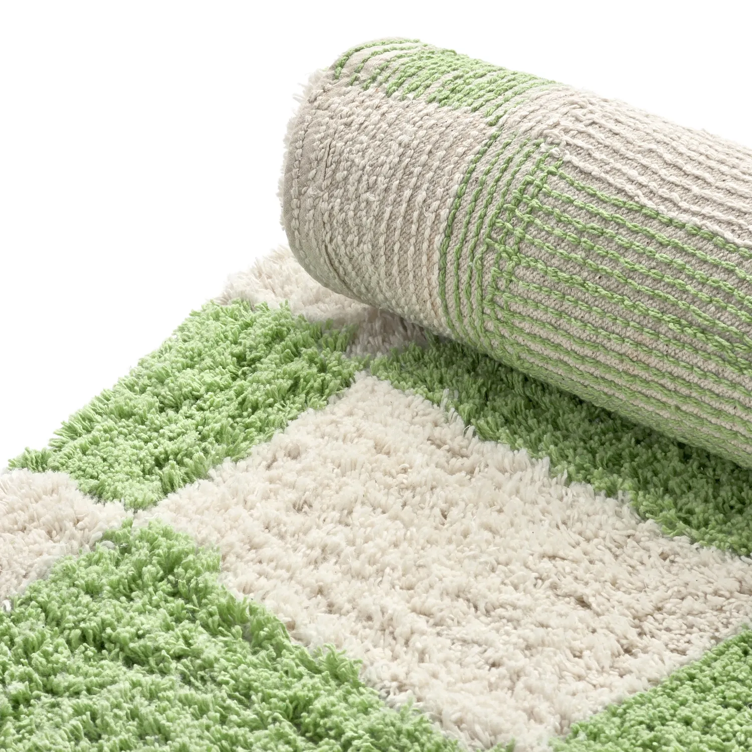 Tapete redondo - Maranello Natural Cotton Shaggy (verde)