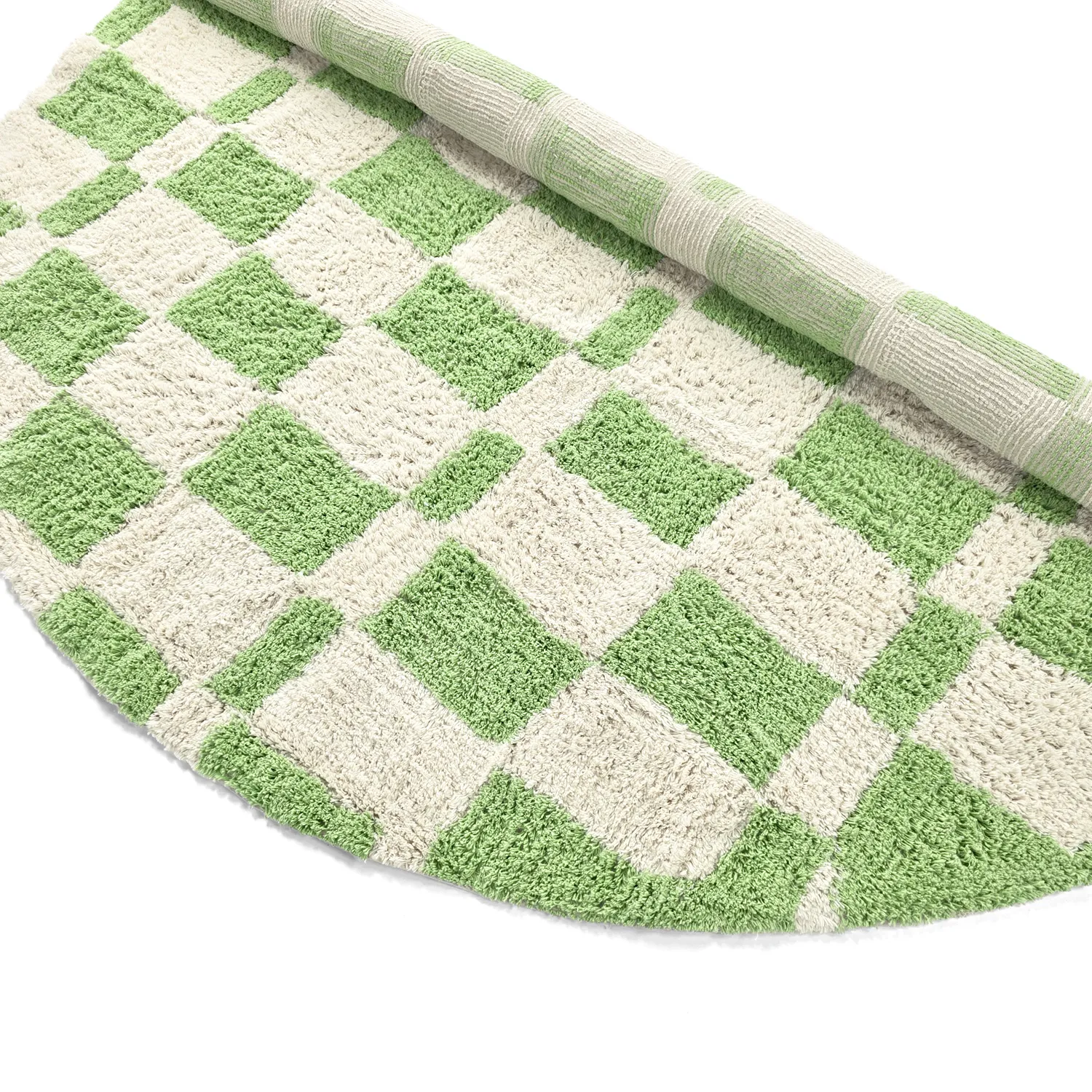 Tapete redondo - Maranello Natural Cotton Shaggy (verde)