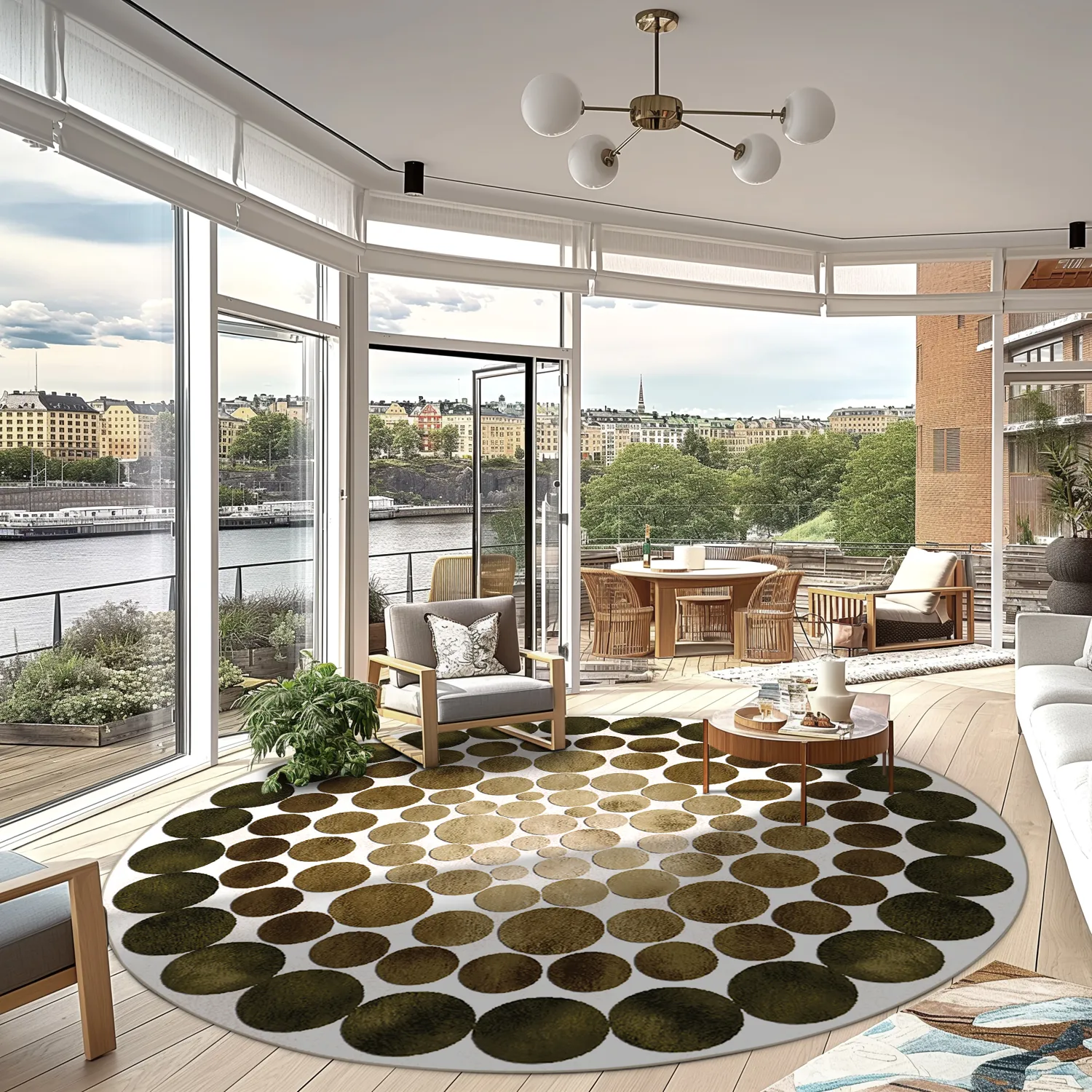 Tapete redondo - Marineo (marrom/verde)