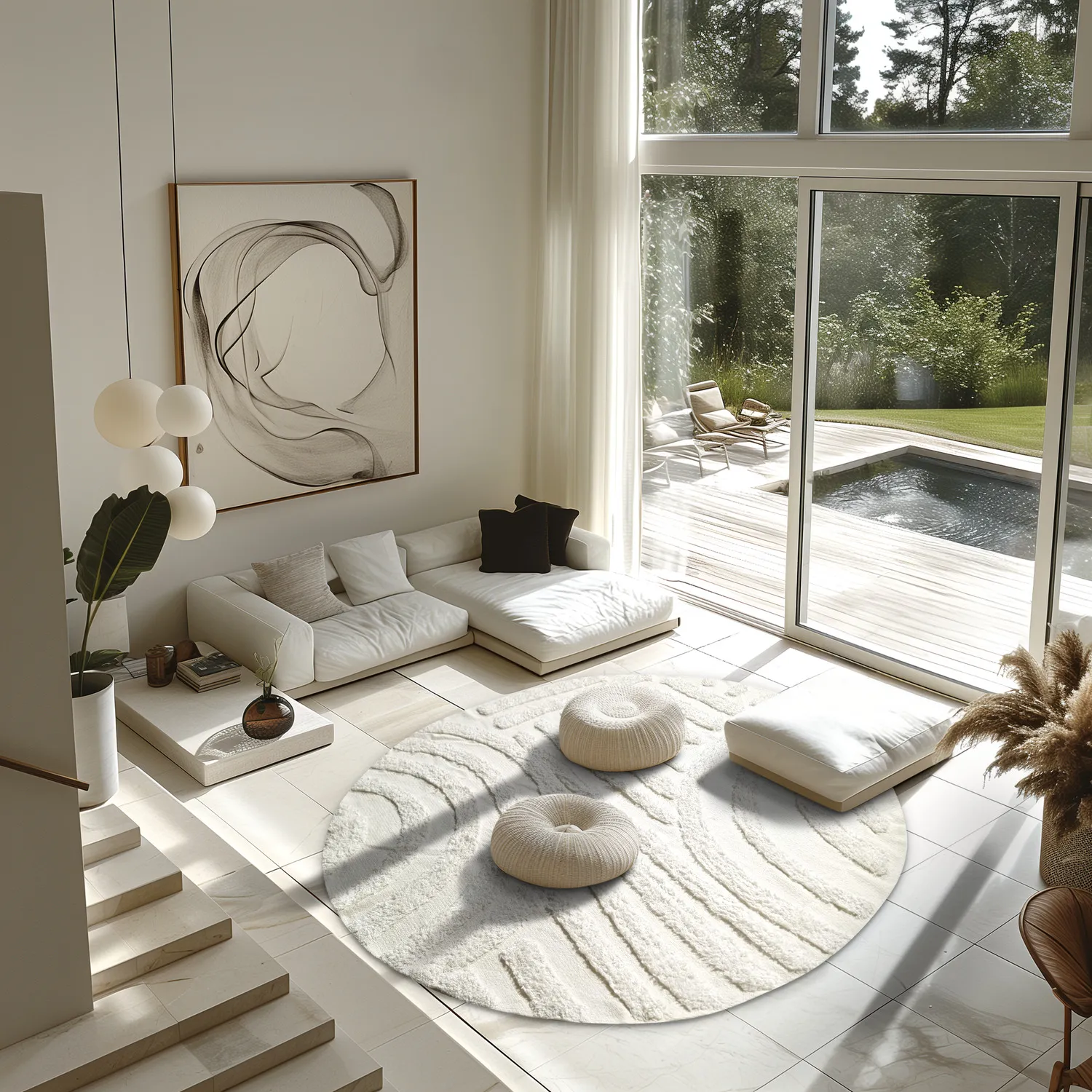 Tapete redondo - Margo Natural Cotton Shaggy (offwhite)