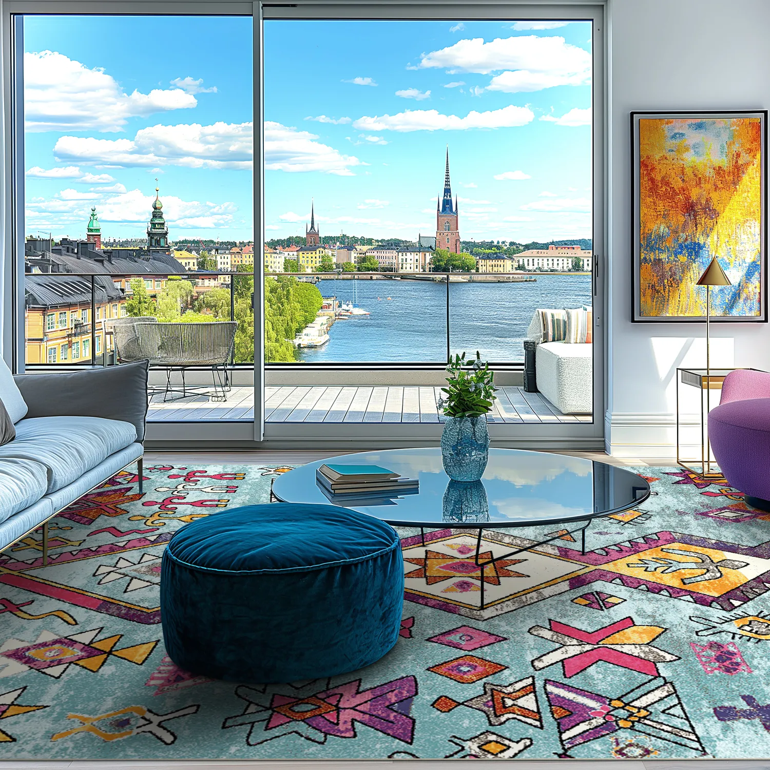 Tapete Wilton - Misare (azul/multicolorido)