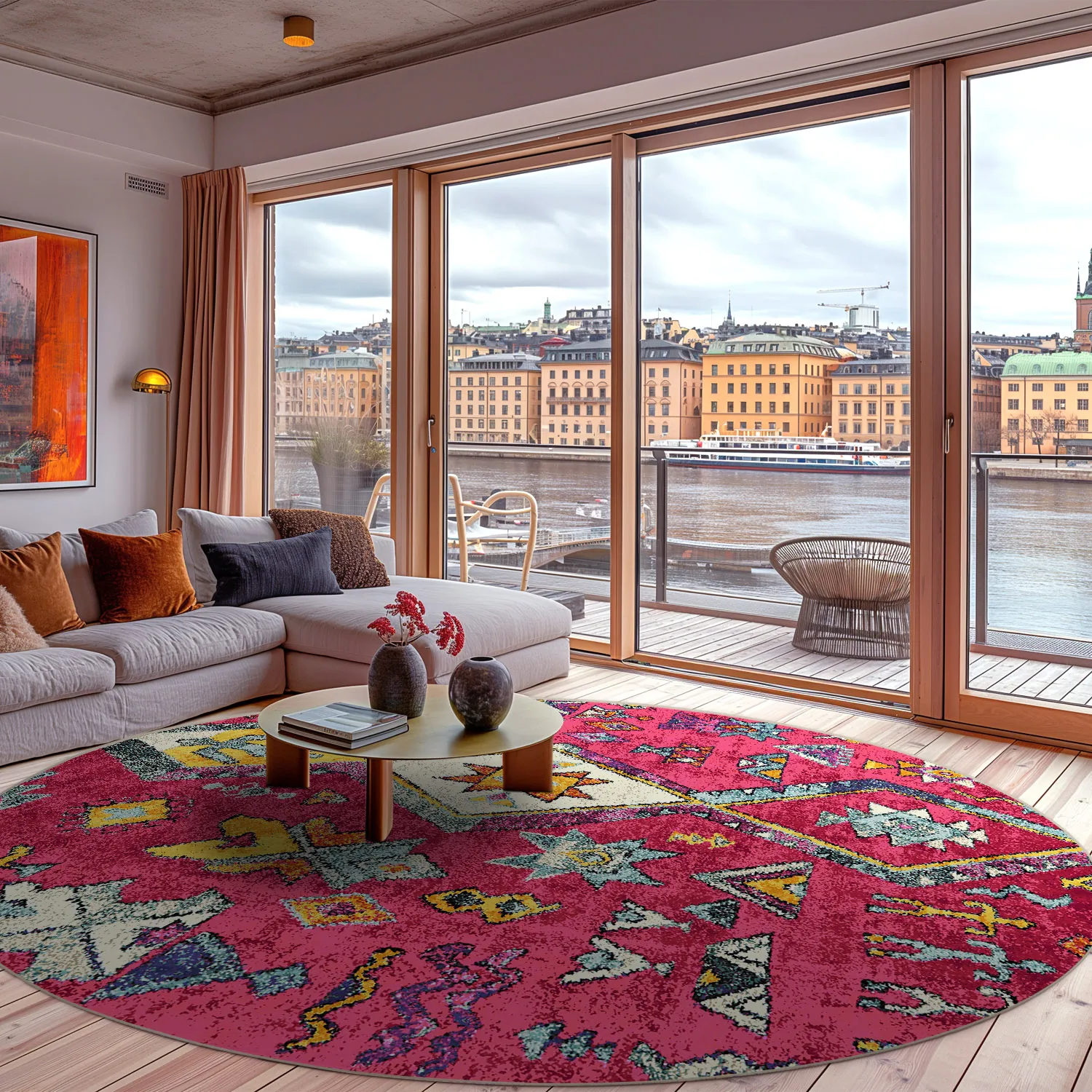 Tapete redondo - Misare (rosa/multicolorido)