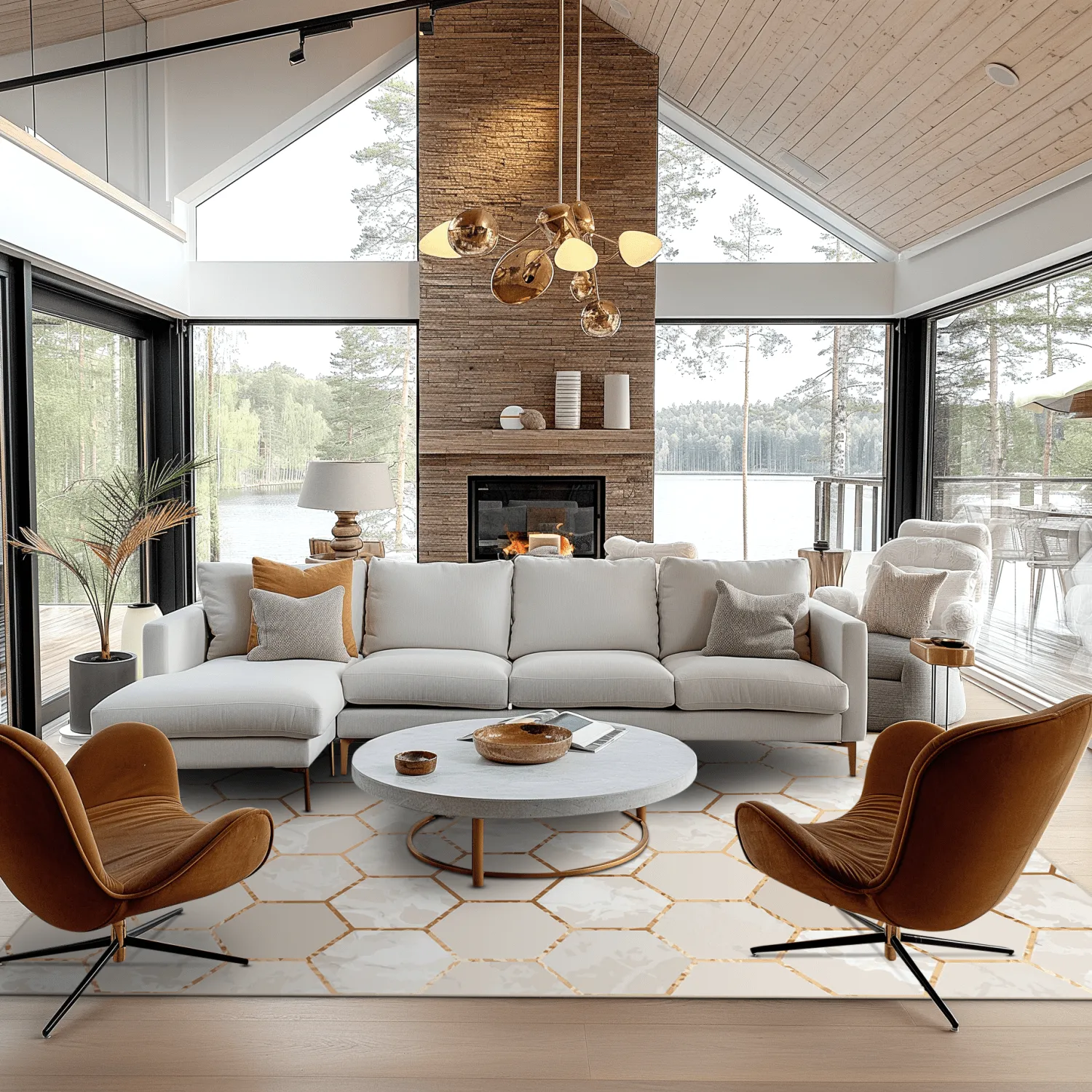 Tapete Wilton - Morino (bege/branco/dourado)