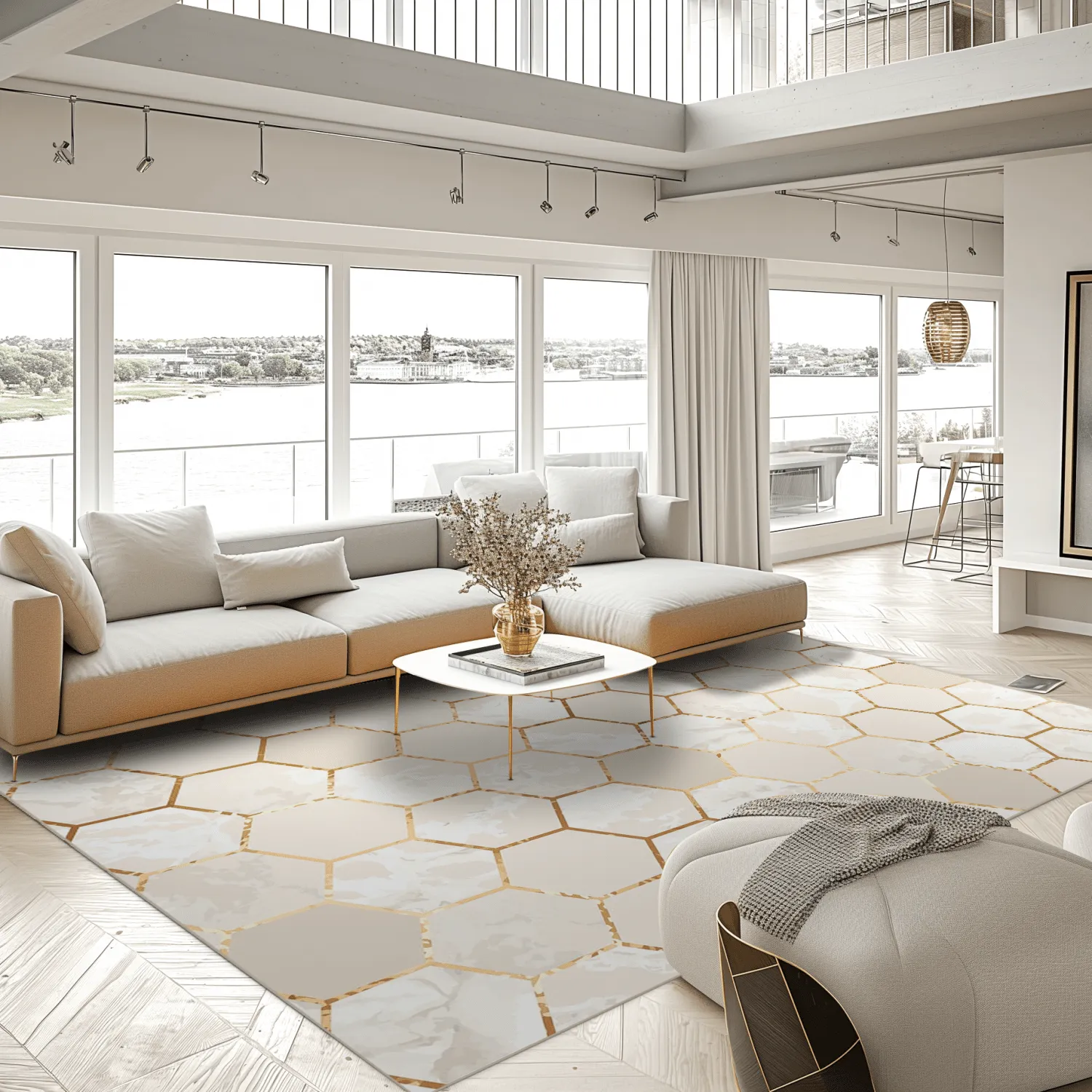 Tapete Wilton - Morino (bege/branco/dourado)