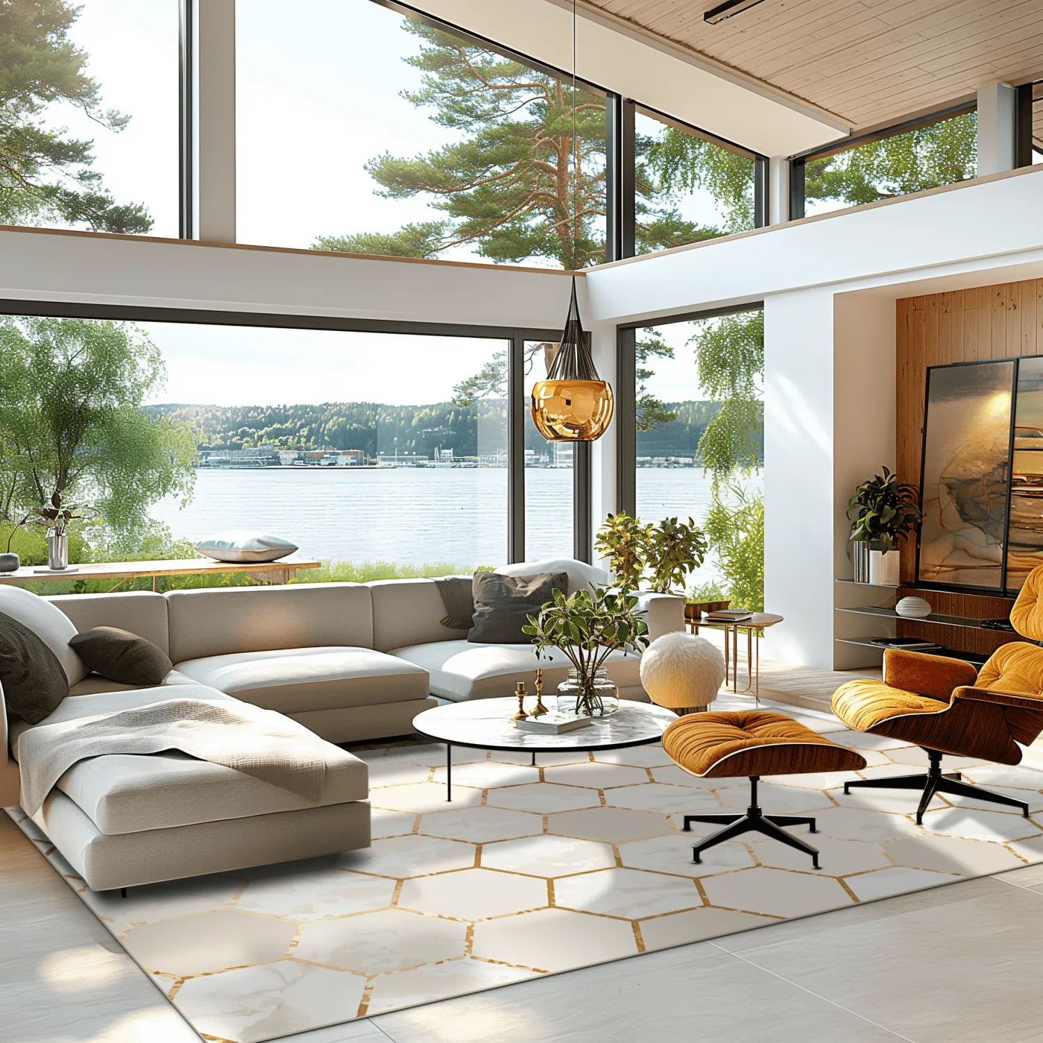 Tapete Wilton - Morino (bege/branco/dourado)