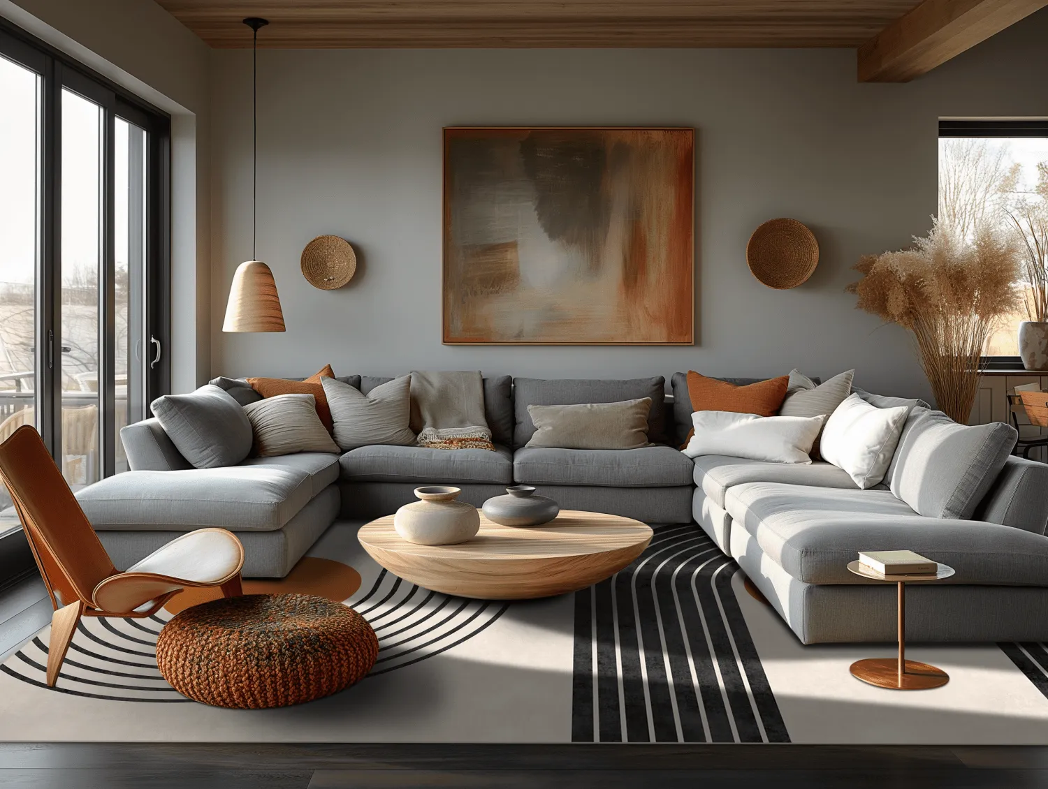 Tapete Wilton - Moudania (bege/preto/laranja)