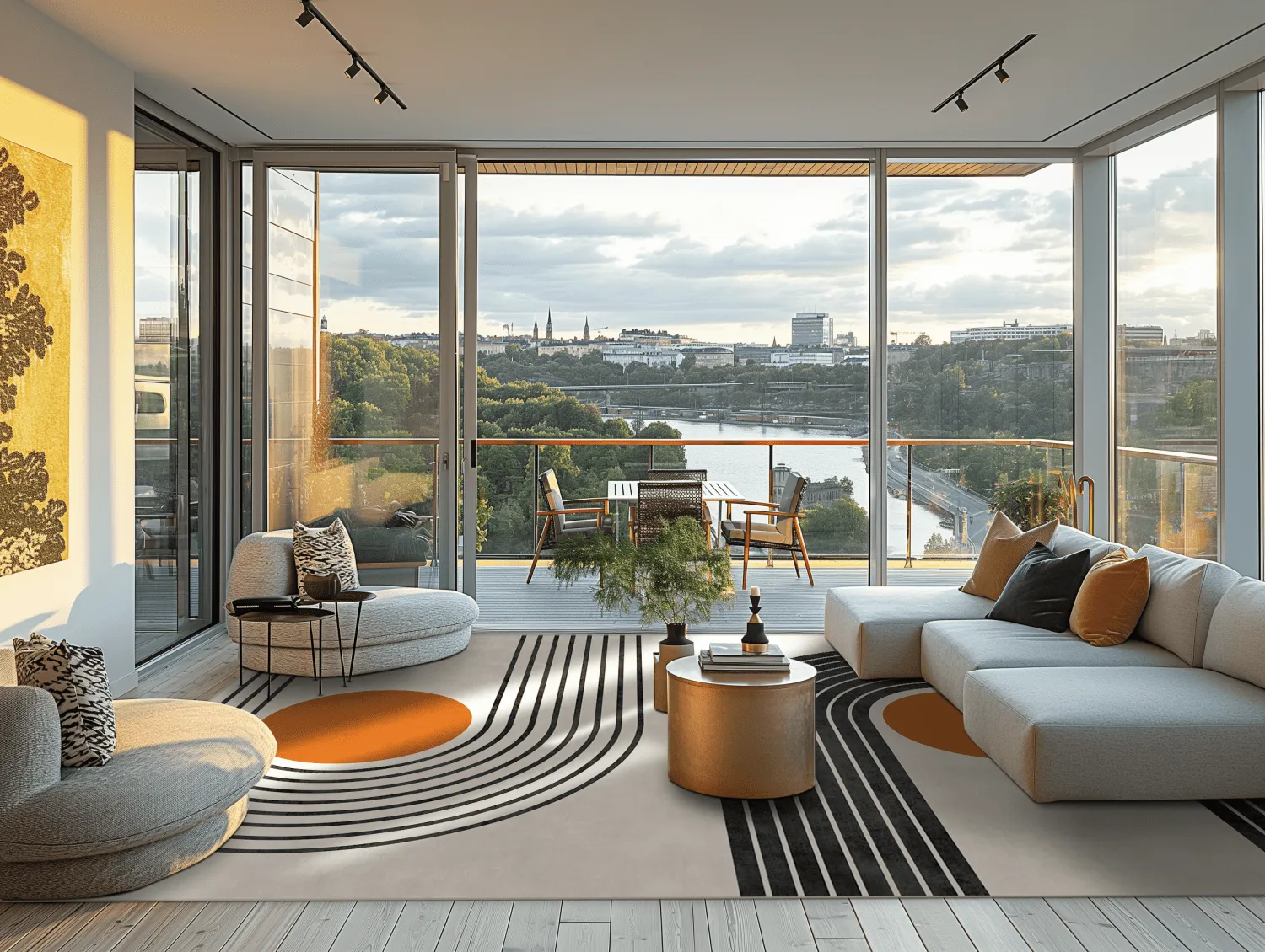 Tapete Wilton - Moudania (bege/preto/laranja)