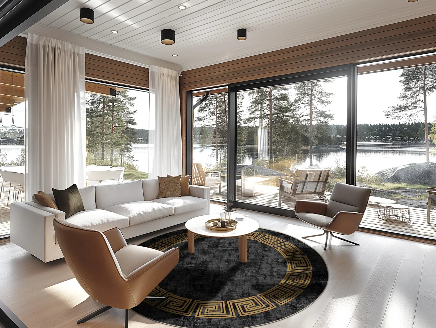 Tapete redondo - Myra (preto/dourado)