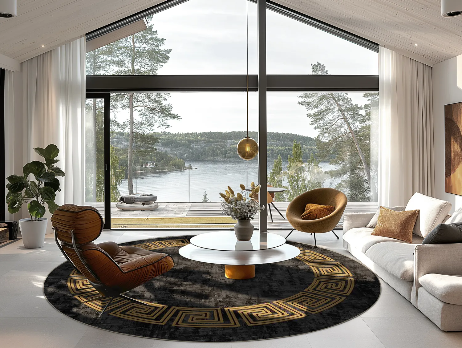 Tapete redondo - Myra (preto/dourado)