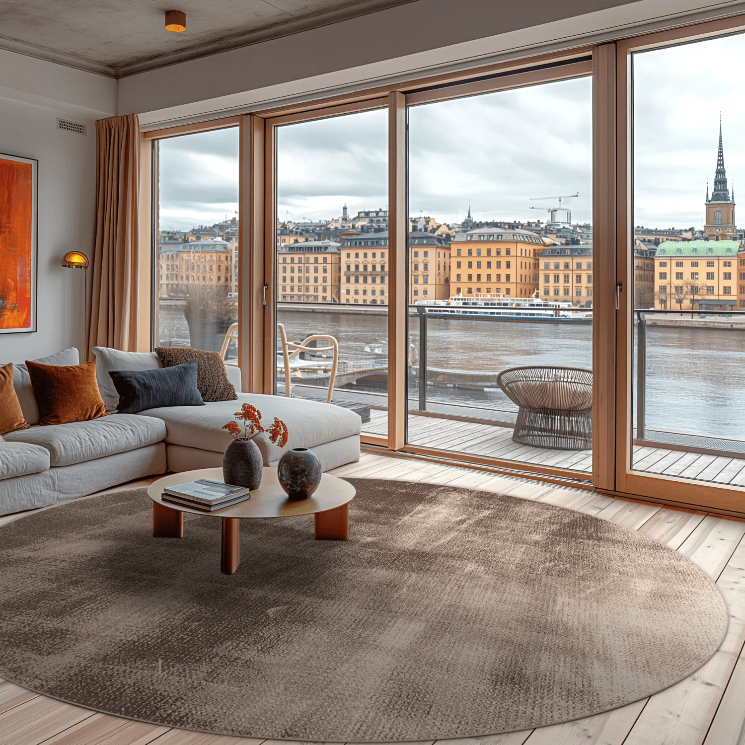 Tapete redondo - Olmedo (cinza/bege)