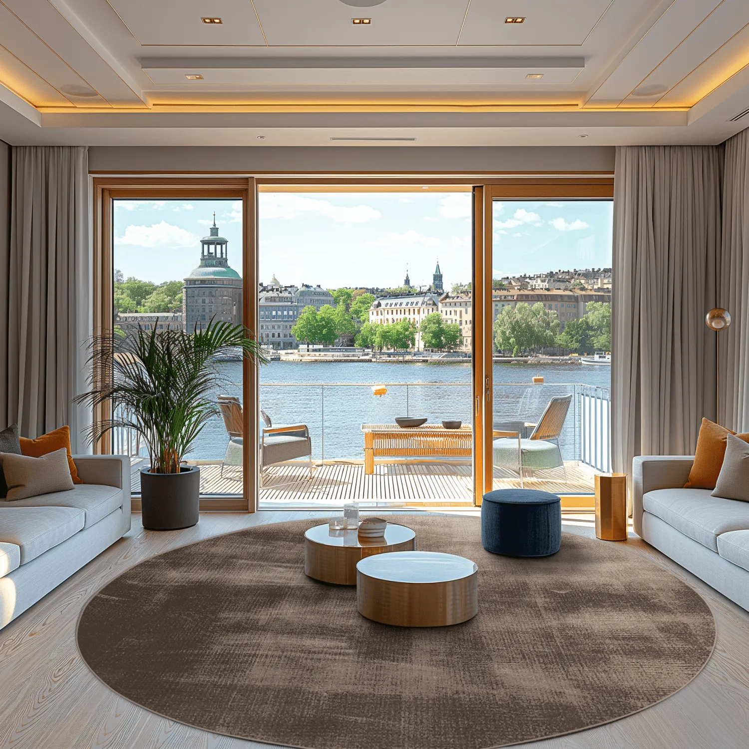 Tapete redondo - Olmedo (cinza/bege)