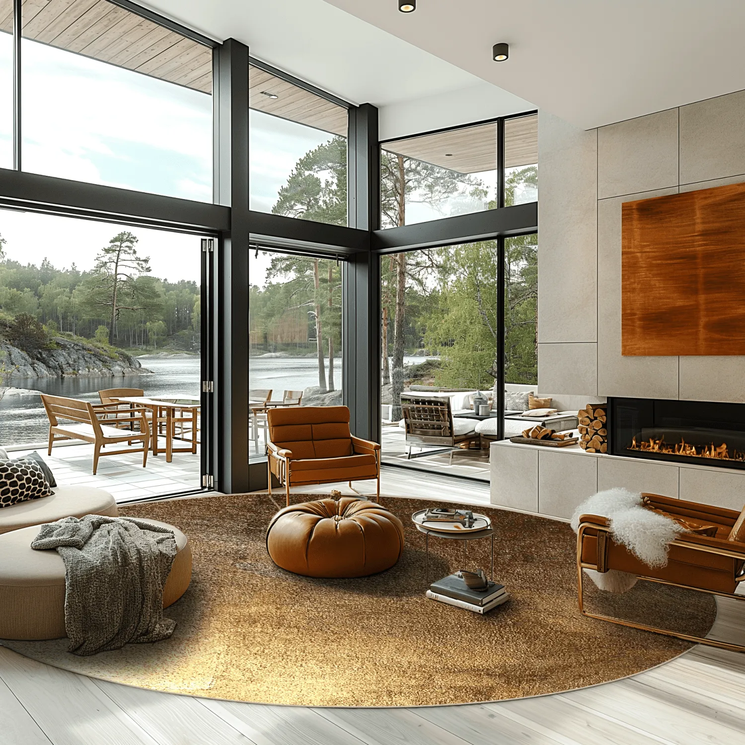 Tapete redondo - Oristano (marrom/dourado)