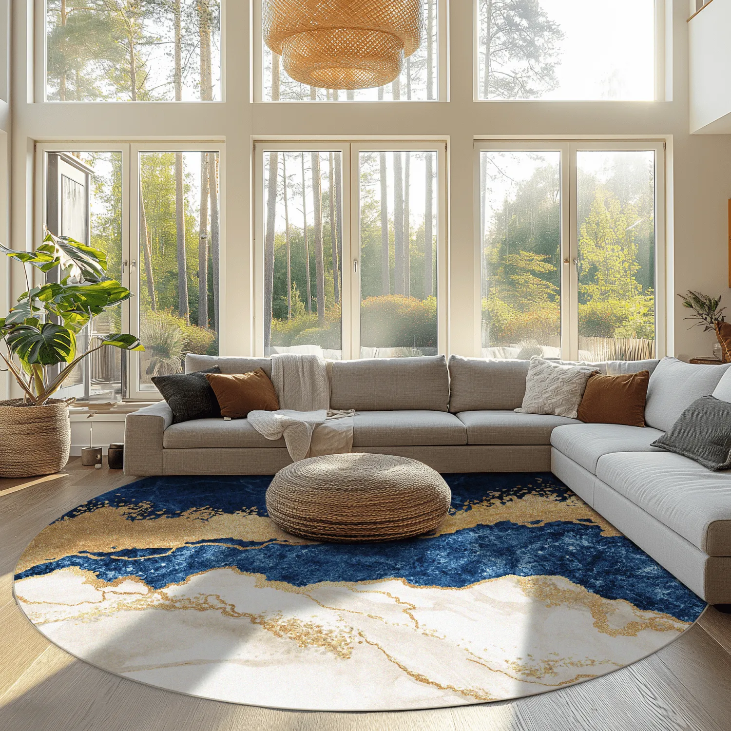 Tapete redondo - Padova (azul/branco/dourado)