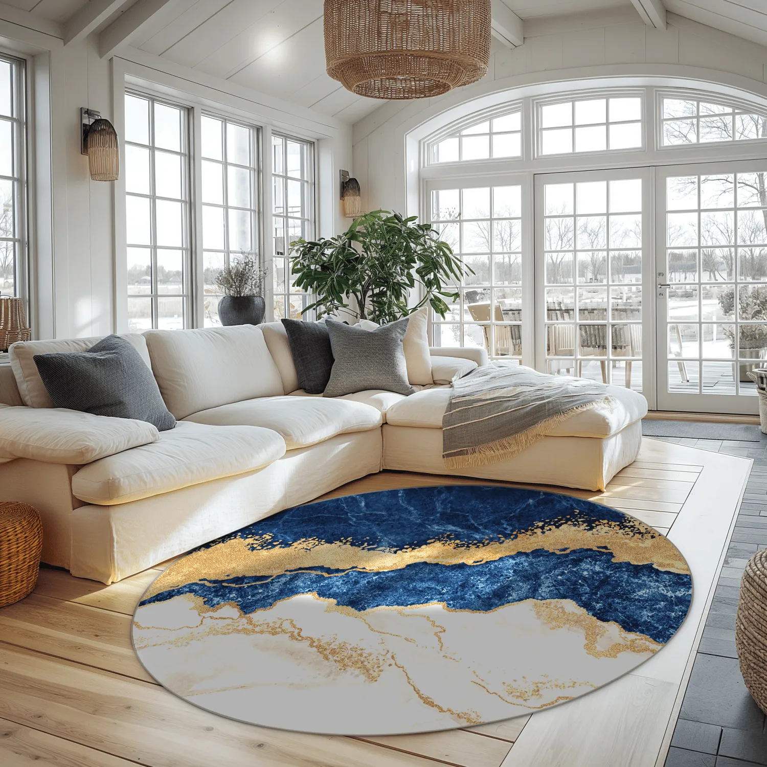 Tapete redondo - Padova (azul/branco/dourado)