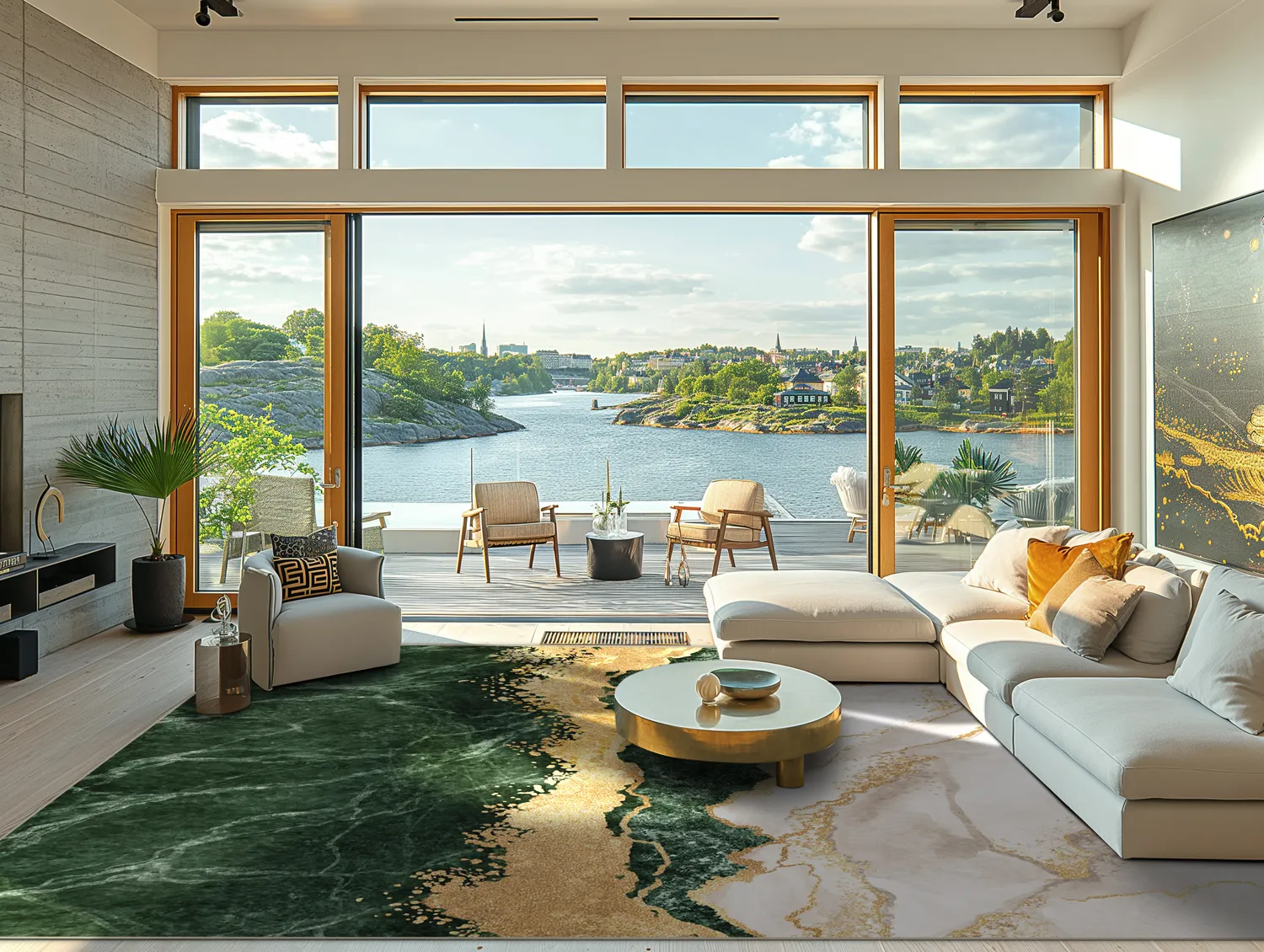 Tapete Wilton - Padova (verde/branco/dourado)