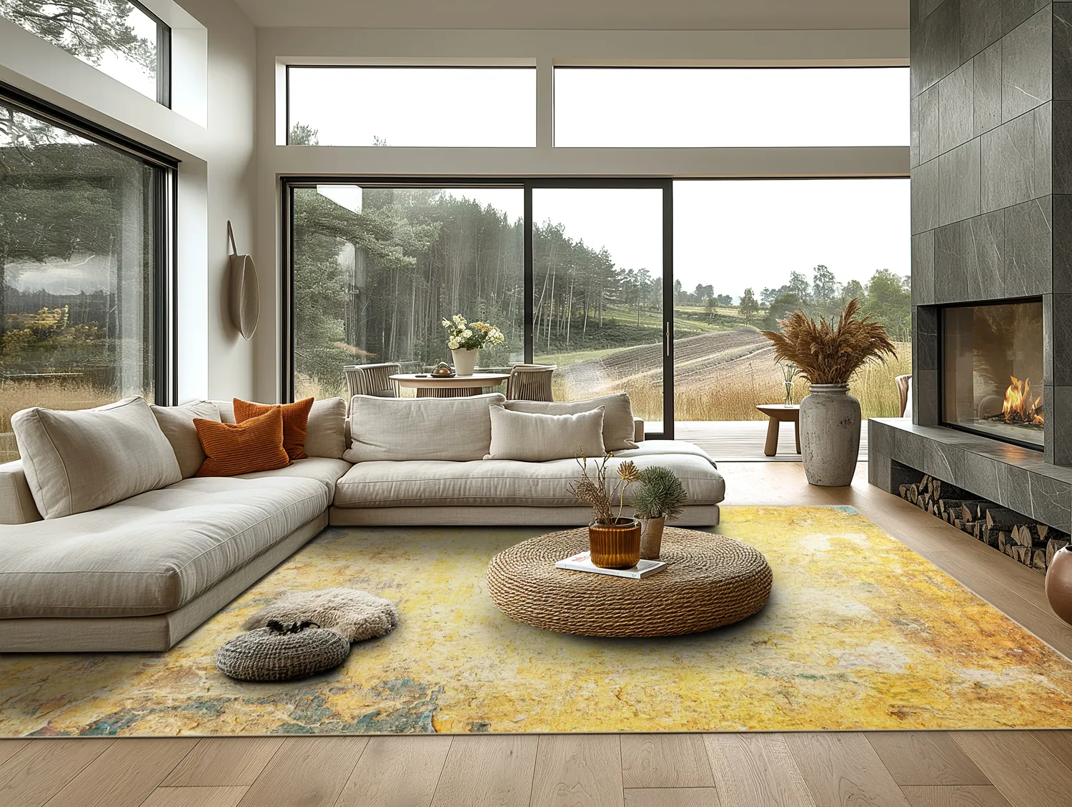 Tapete Wilton - Palau (dourado/bege/azul)