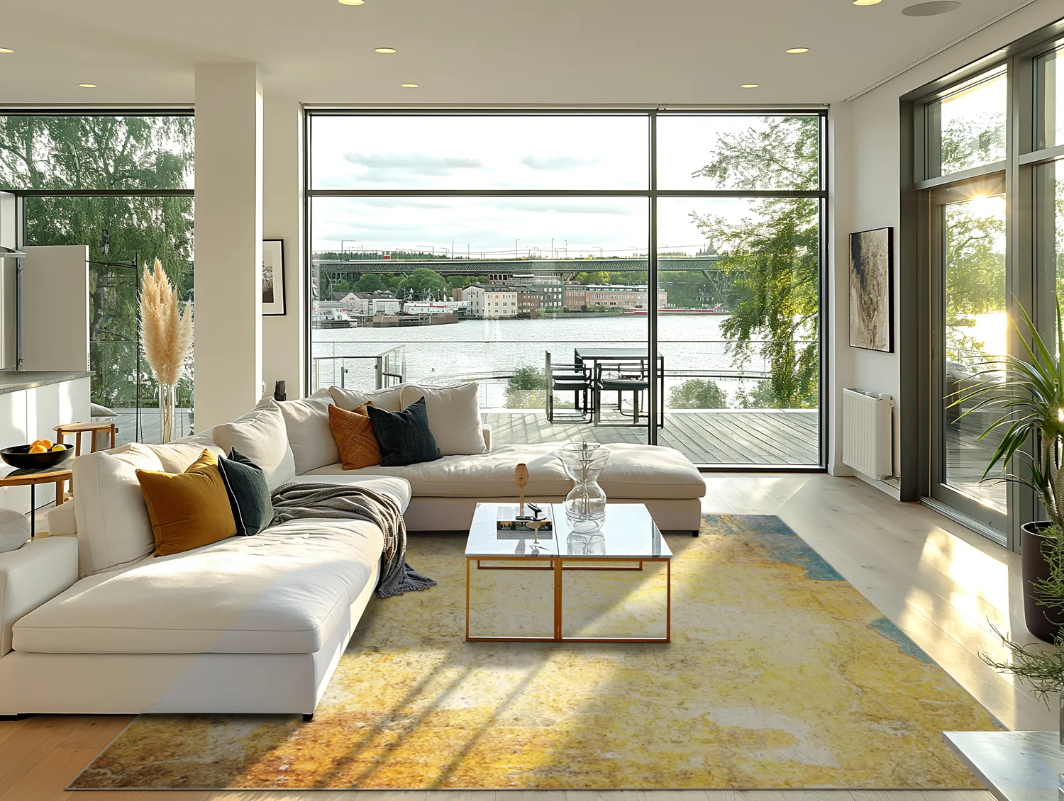 Tapete Wilton - Palau (dourado/bege/azul)