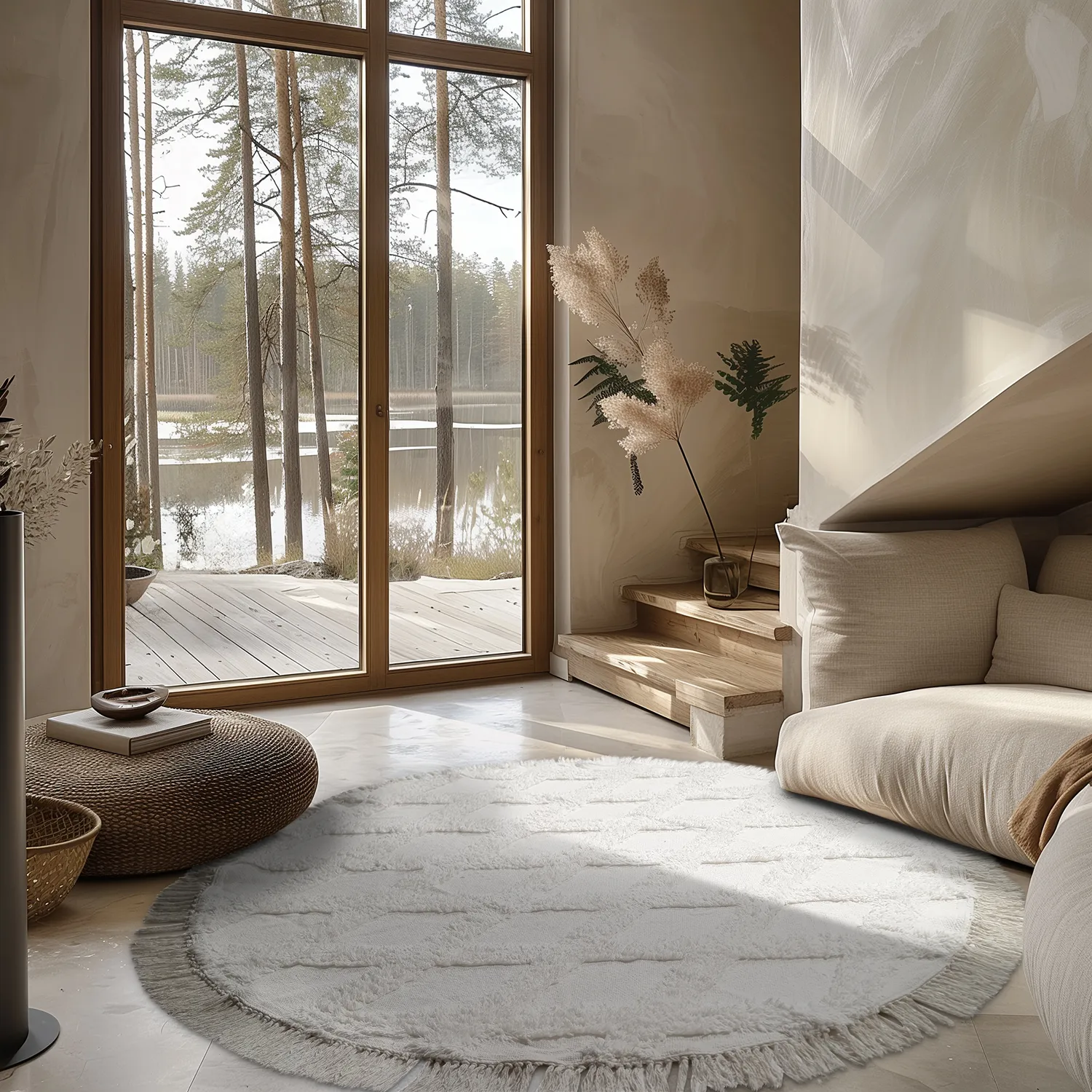 Tapete redondo - Pamplona Natural Cotton Shaggy (offwhite)