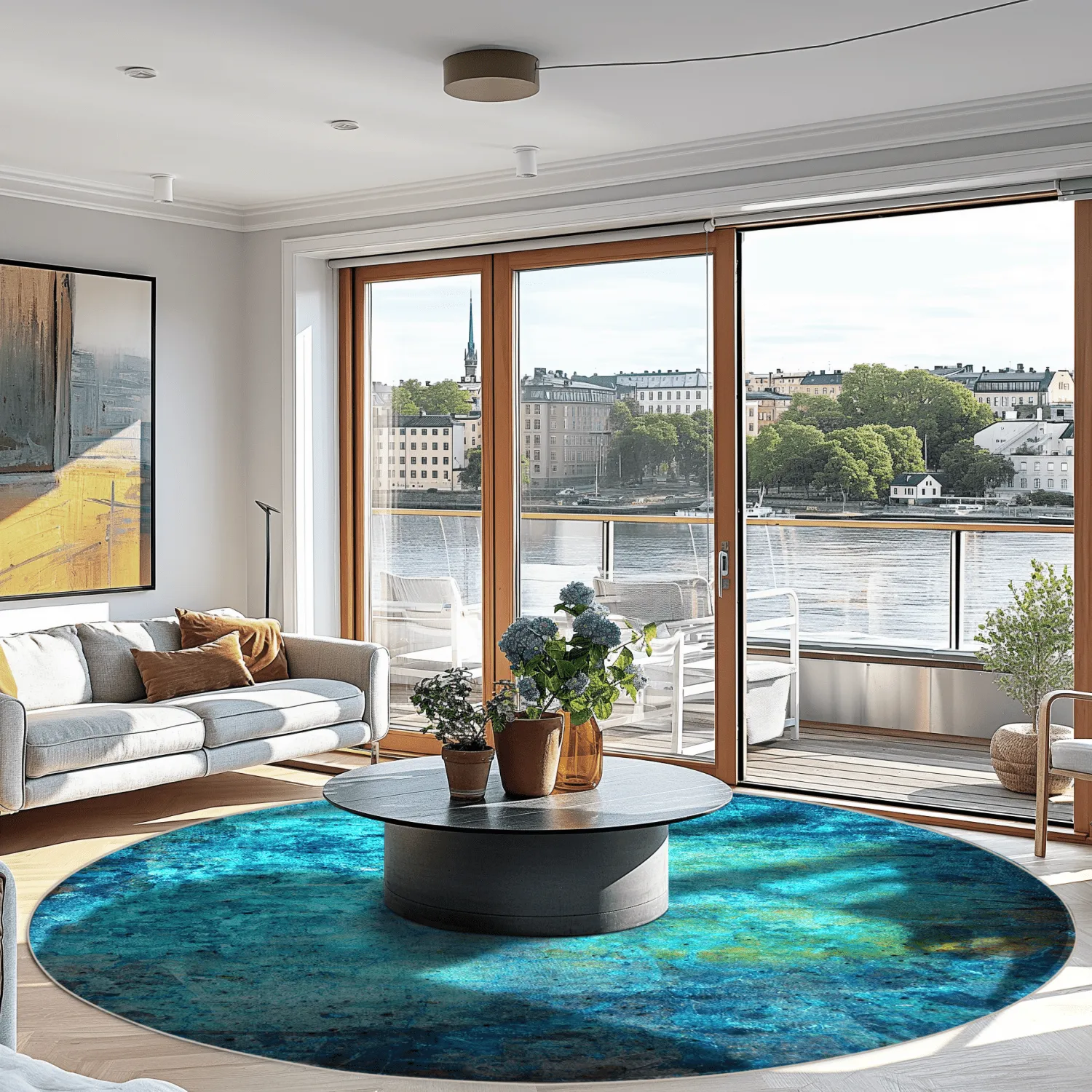 Tapete redondo - Pardos (azul)