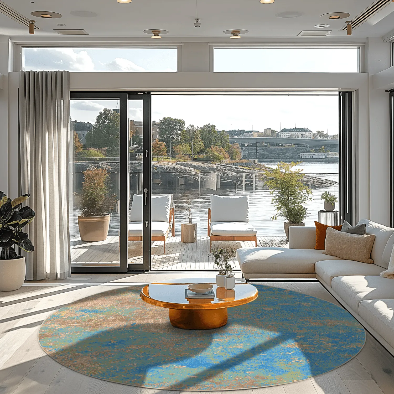 Tapete redondo - Pavoa (azul)