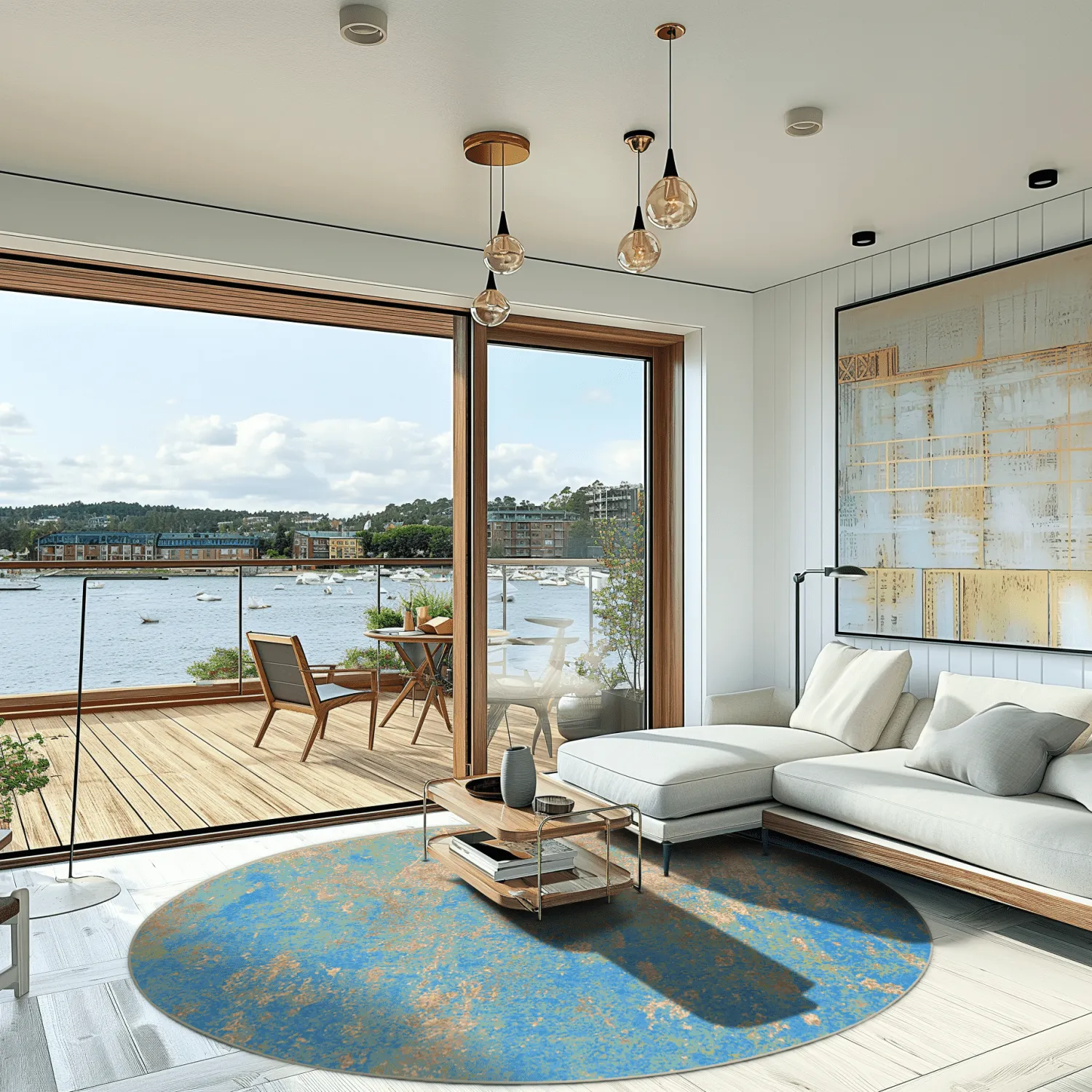 Tapete redondo - Pavoa (azul)