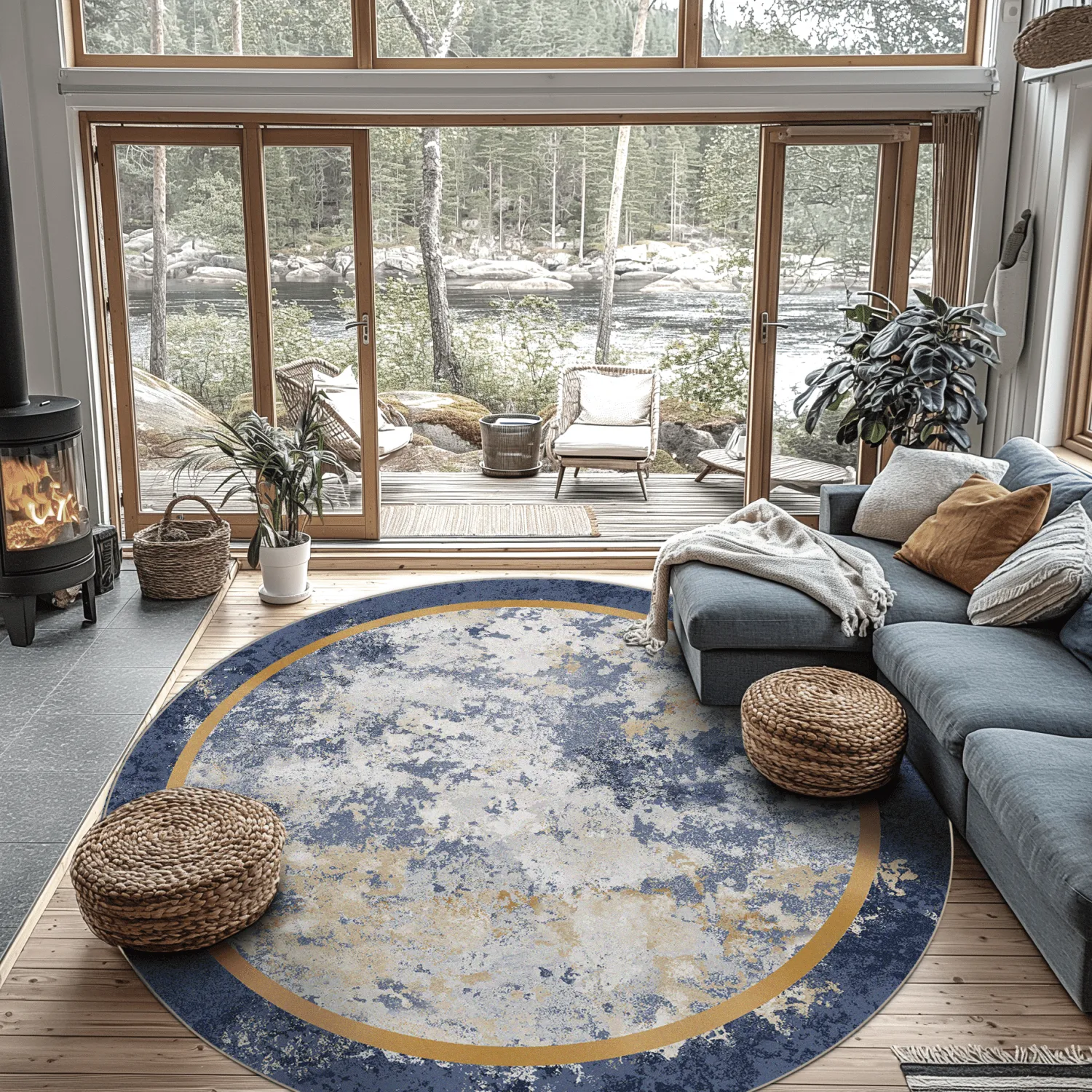 Tapete redondo - Peri (azul/multicolorido)