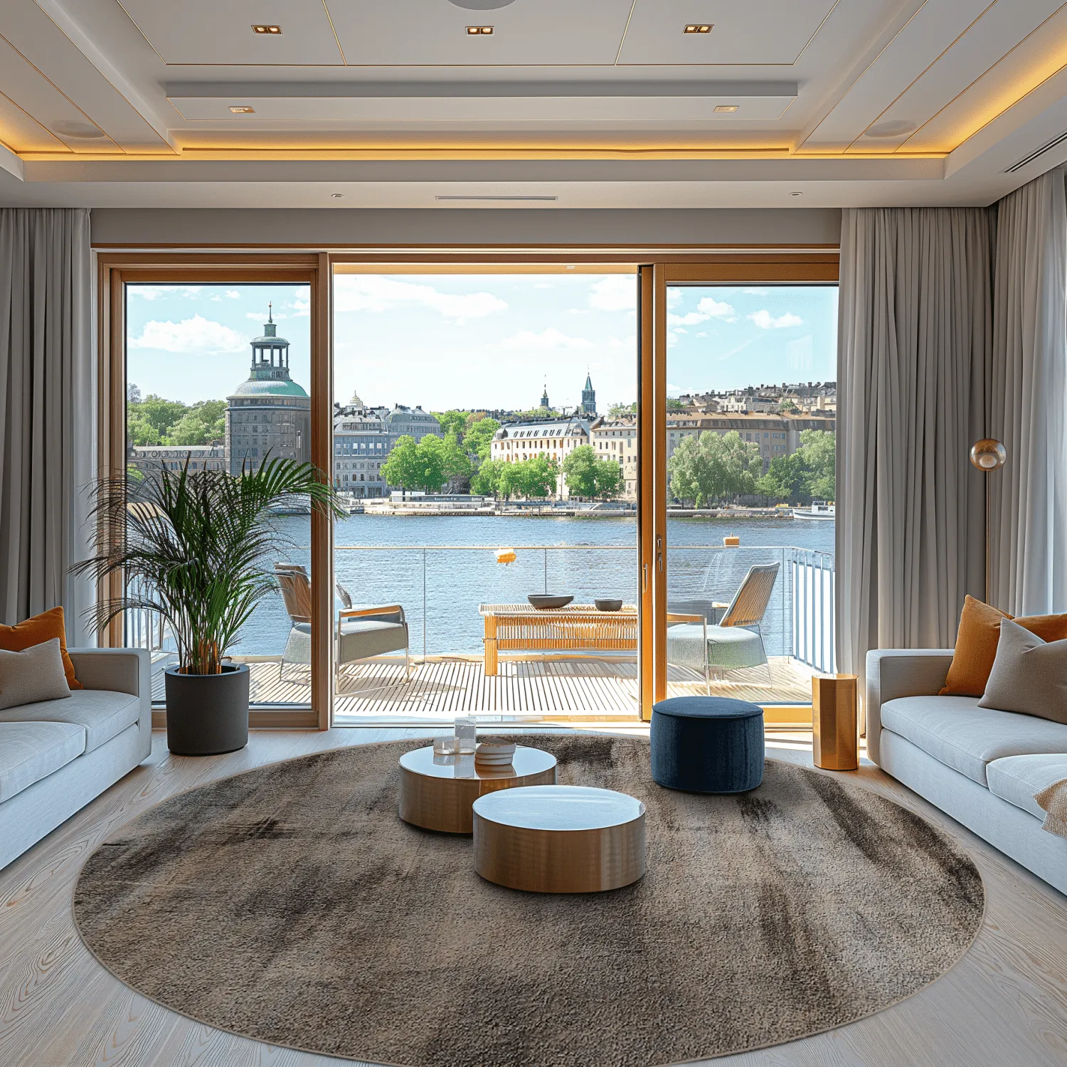 Tapete redondo - Polia (cinza/marrom)