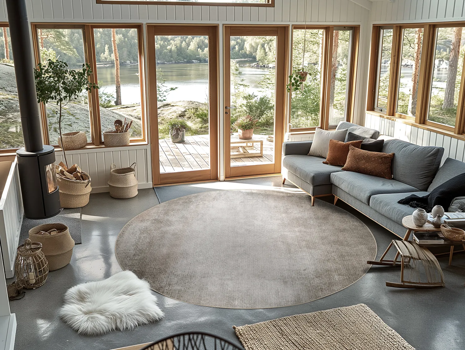 Tapete redondo - Riano (cinza)