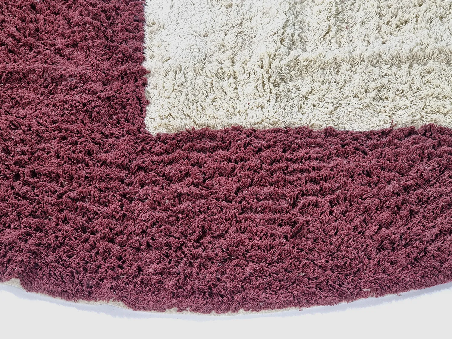 Tapete redondo - Ricco Natural Cotton Shaggy (offwhite/bordô)