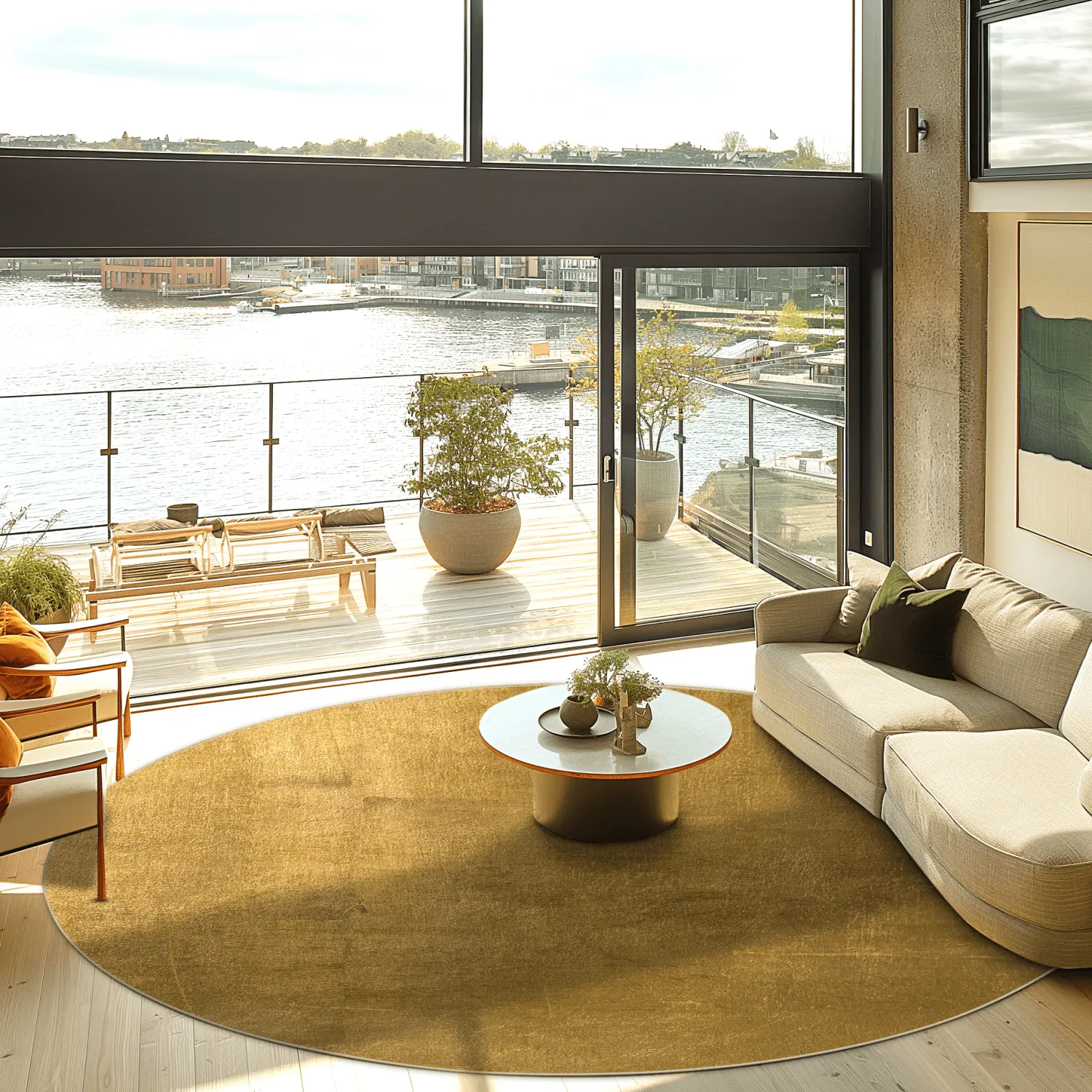 Tapete redondo - Saranda (dourado)