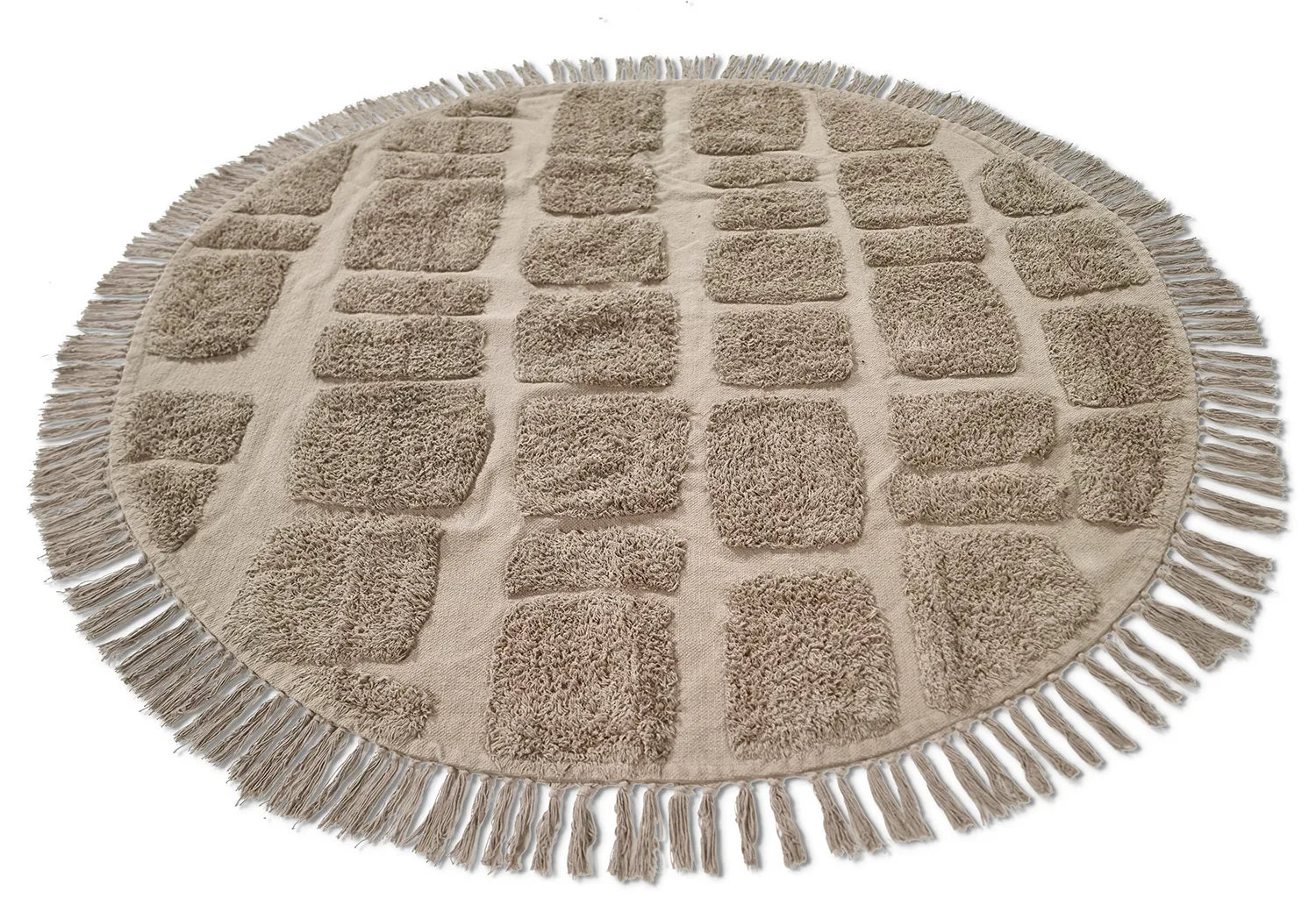 Tapete redondo - Salem Natural Cotton Shaggy (taupe)