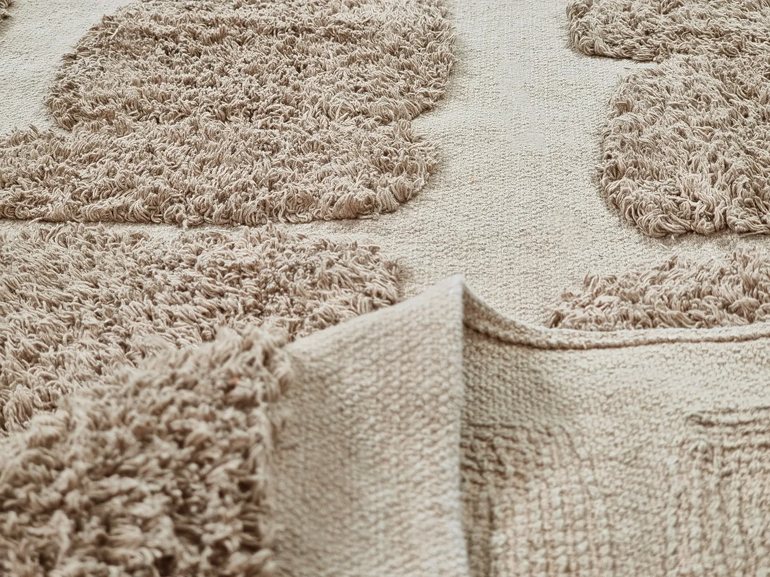 Tapete redondo - Salem Natural Cotton Shaggy (taupe)