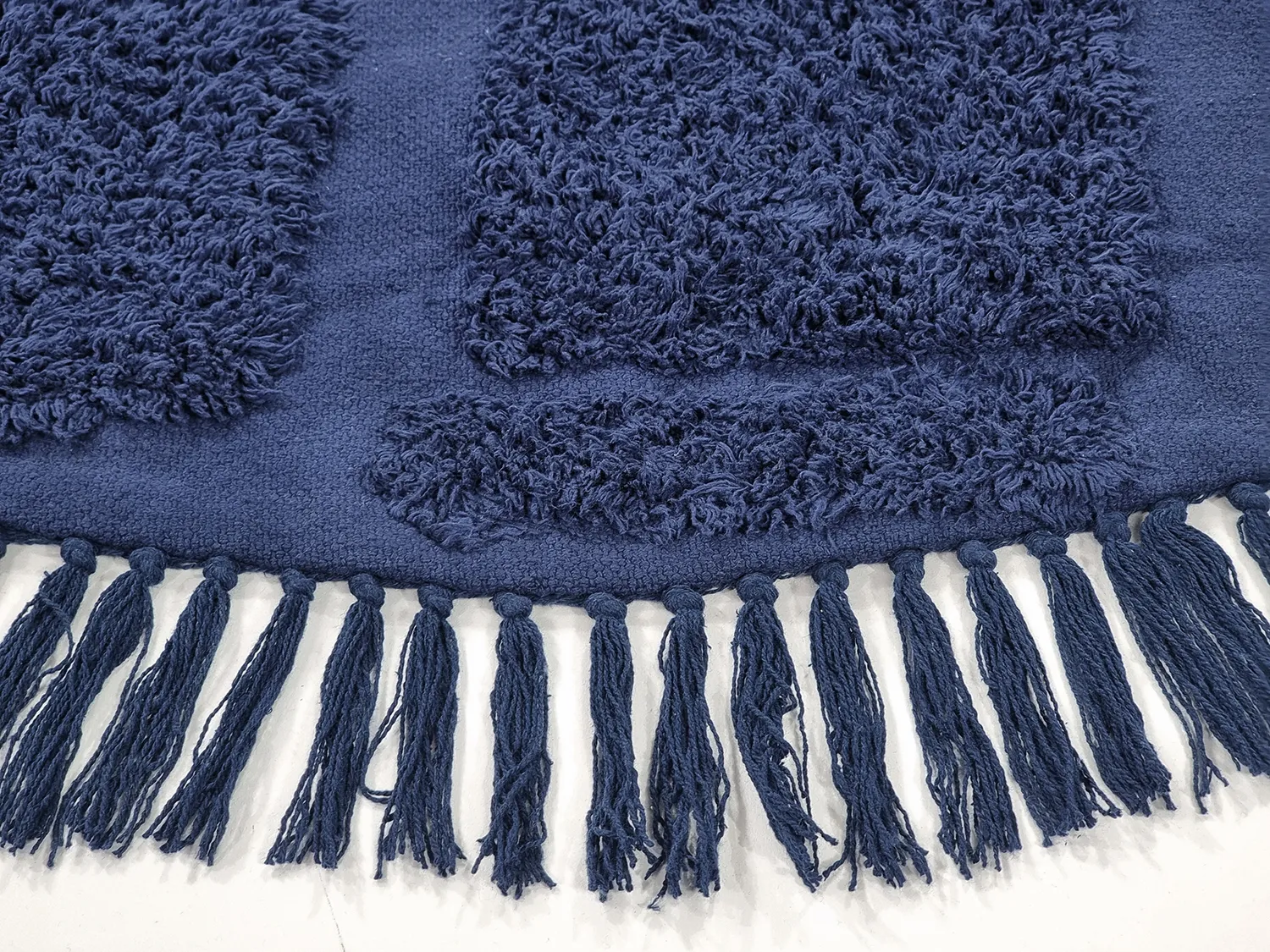 Tapete redondo - Salem Natural Cotton Shaggy (azul escuro)